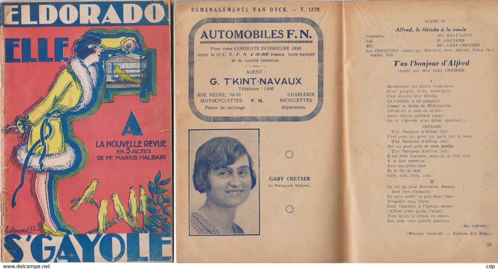 RARE   Charleroi Eldorado  Programme  1928 - War 1914-18