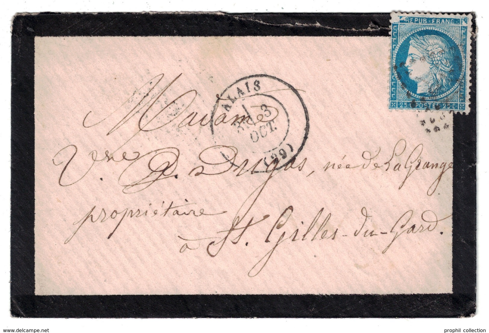 CERES N° 60 Avec VARIÉTÉ " GRANDE CASSURE " TIMBRE 146 8e ÉTAT Sur LETTRE DE ALAIS ALES Pour ST GILLES DU GARD 1872 - 1871-1875 Cérès