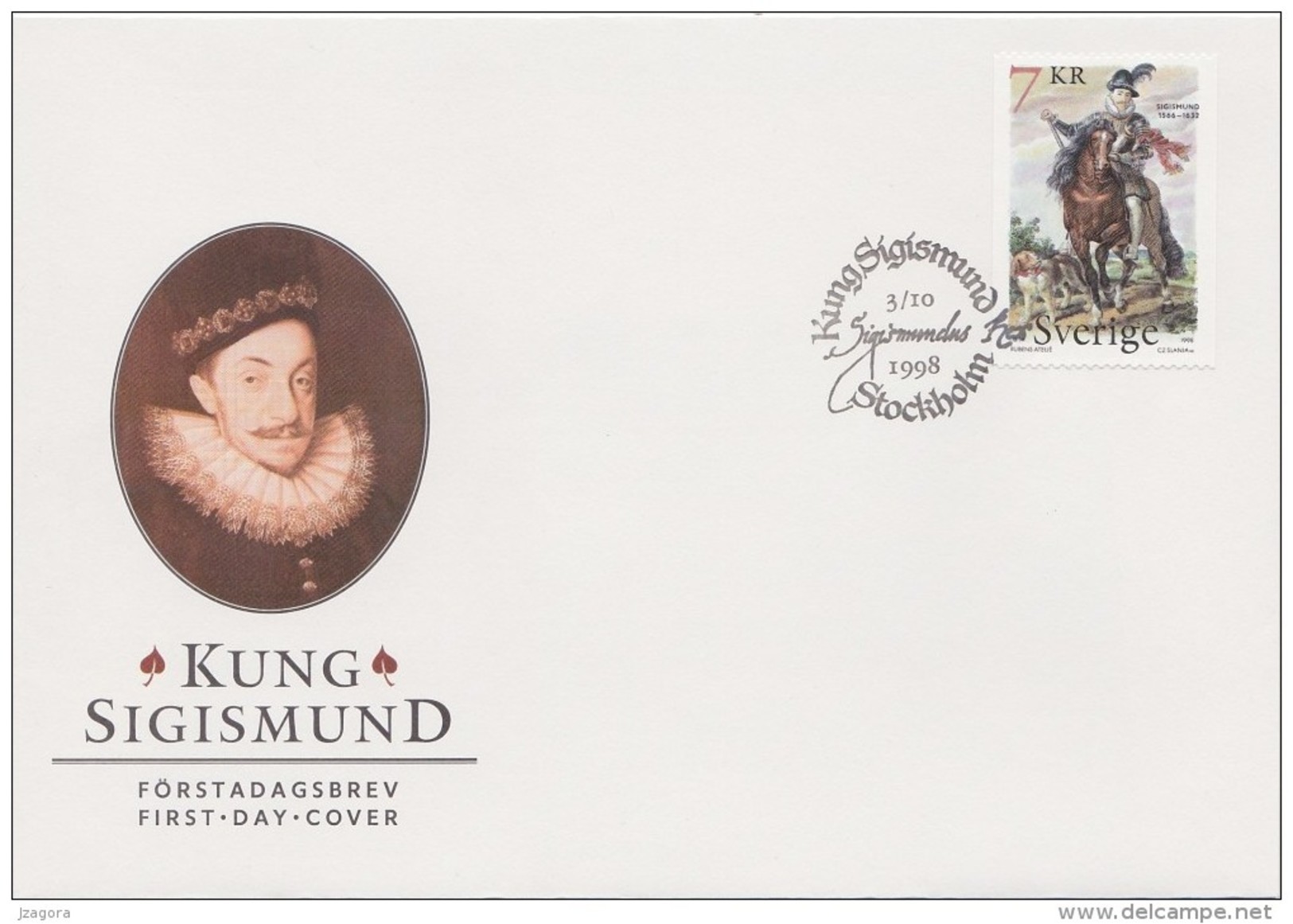 ROYAL FAMILY König Roi KING SIGISMUND III WASA OF POLAND AND SWEDEN 1998 MI 2081 FDC Horse Dog Slania - Royalties, Royals