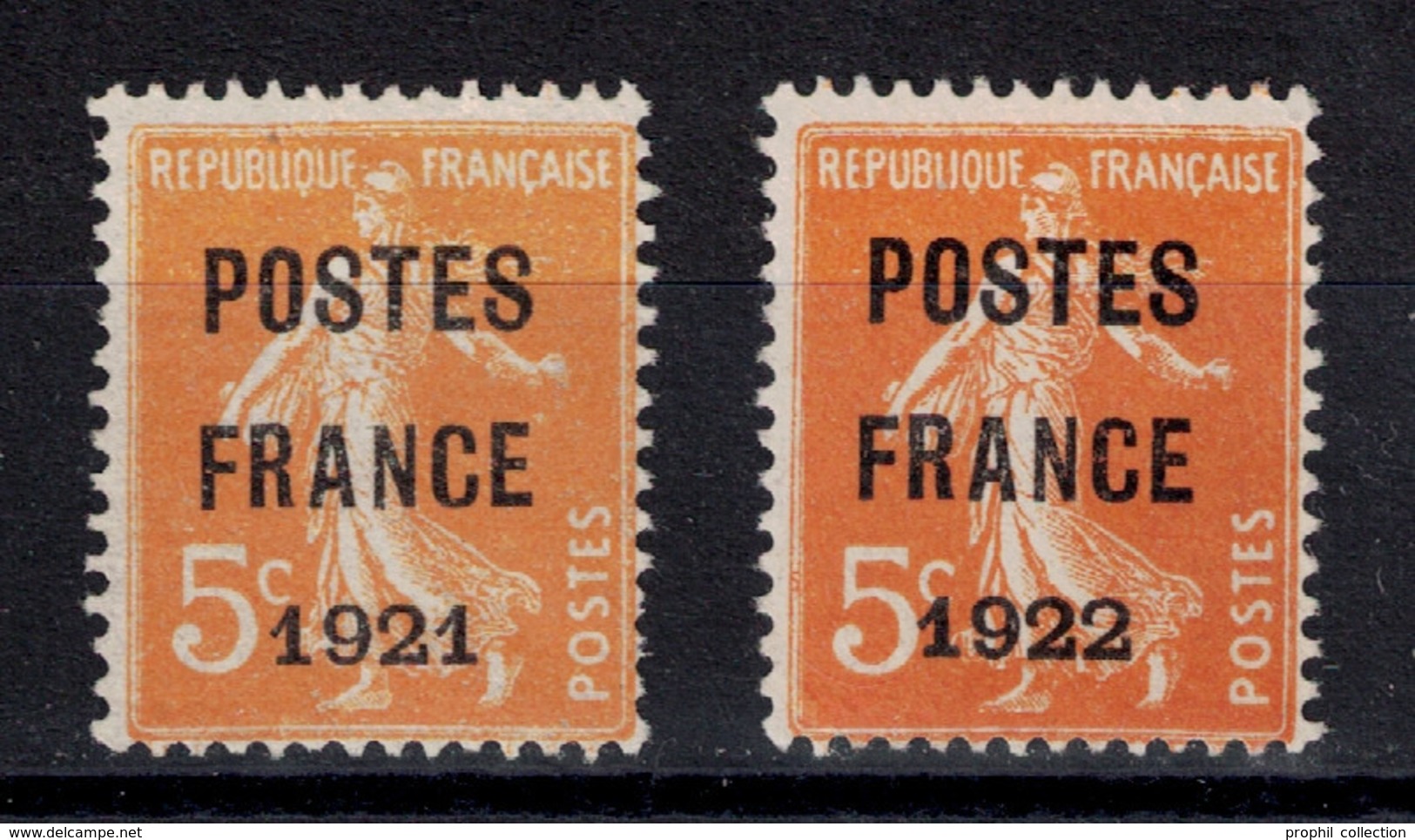 LOT De 2 TIMBRES TYPE SEMEUSE PRÉOBLITÉRÉ N° 33 + 36 " POSTES FRANCE 1921 & 1922 " (COTE 140€) B/TB - 1893-1947