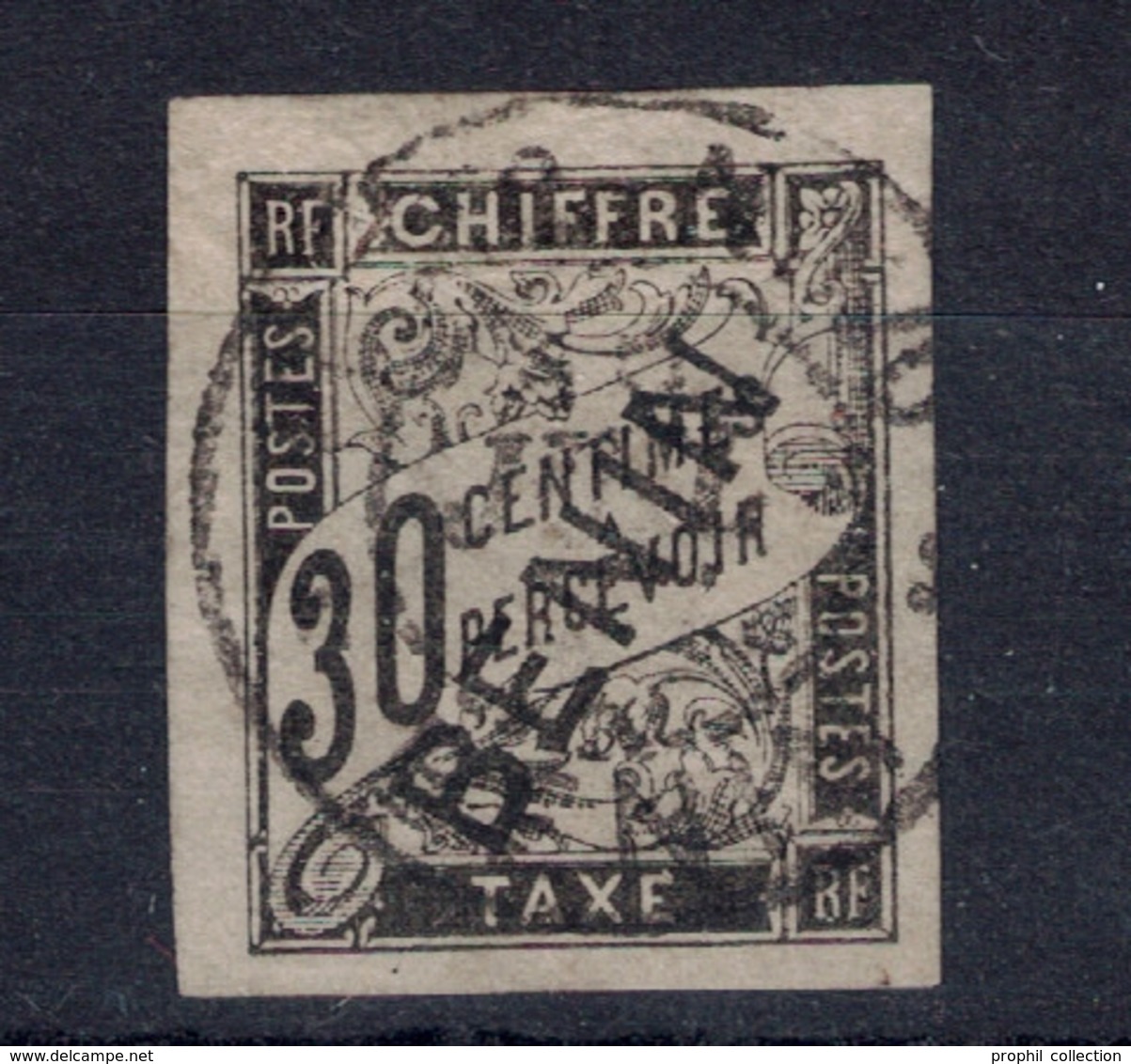 BÉNIN - TIMBRE TAXE N° 4 30c NOIR TYPE DUVAL OBLITÉRÉ CAD (SURCHARGE OBLIQUE) - Gebraucht