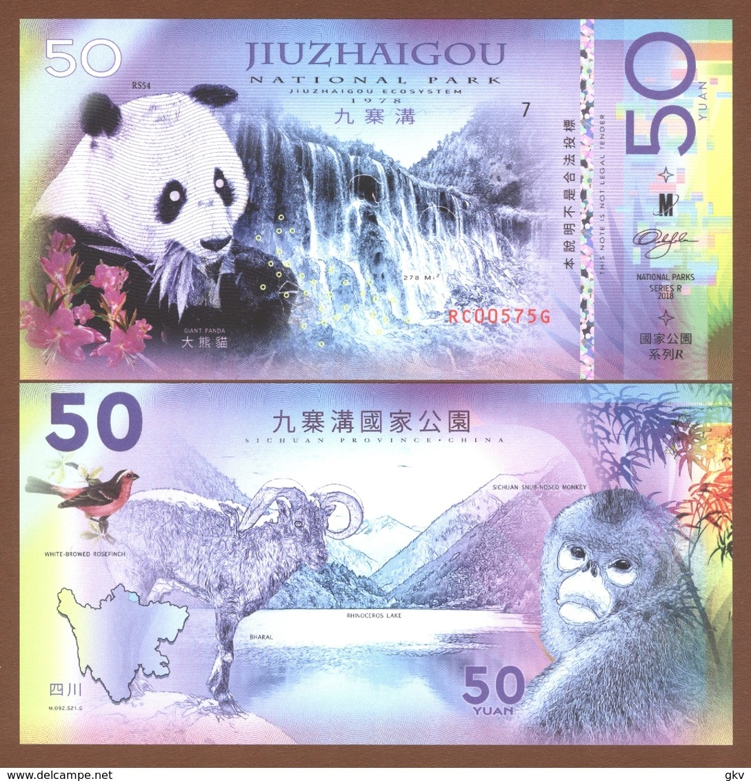 JIUZHAIGOU National Park (China) 50 Yuan 2018 Polymer UNC - Andere & Zonder Classificatie