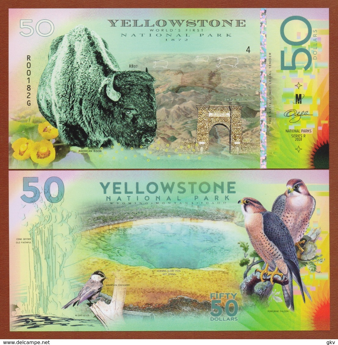 YELLOWSTONE National Park (USA) 50 Dollars 2018 Polymer UNC - Other & Unclassified