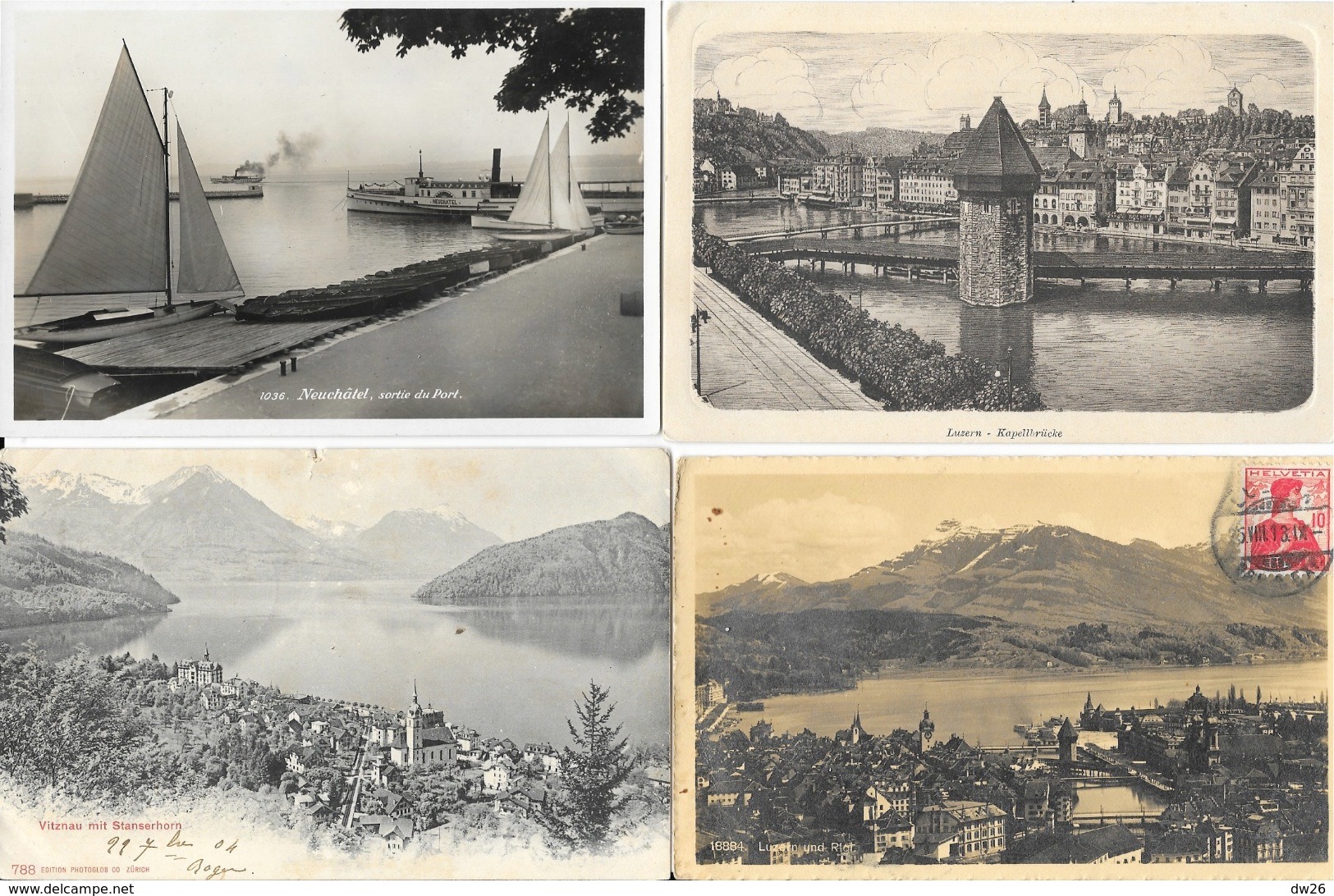 Lot n° 96 - 100 cartes de Suisse - Villes, villages, lacs, montagnes, stations, quelques animations