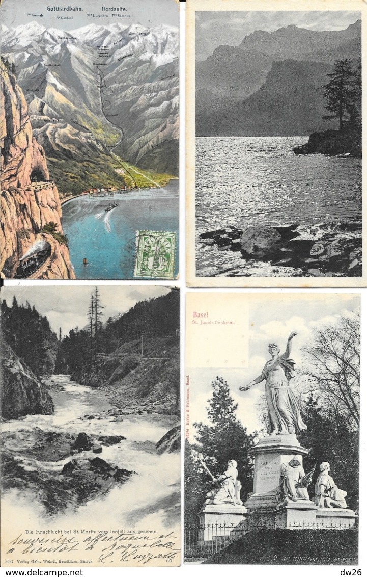 Lot n° 96 - 100 cartes de Suisse - Villes, villages, lacs, montagnes, stations, quelques animations