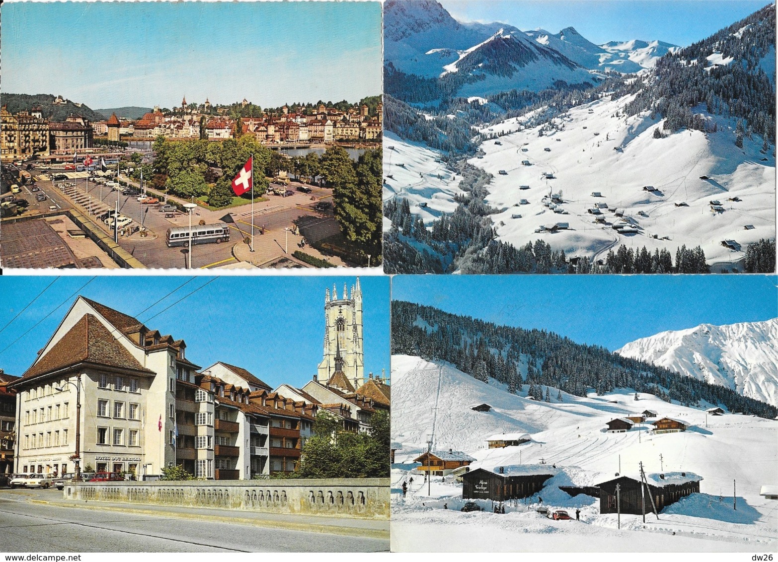 Lot n° 96 - 100 cartes de Suisse - Villes, villages, lacs, montagnes, stations, quelques animations