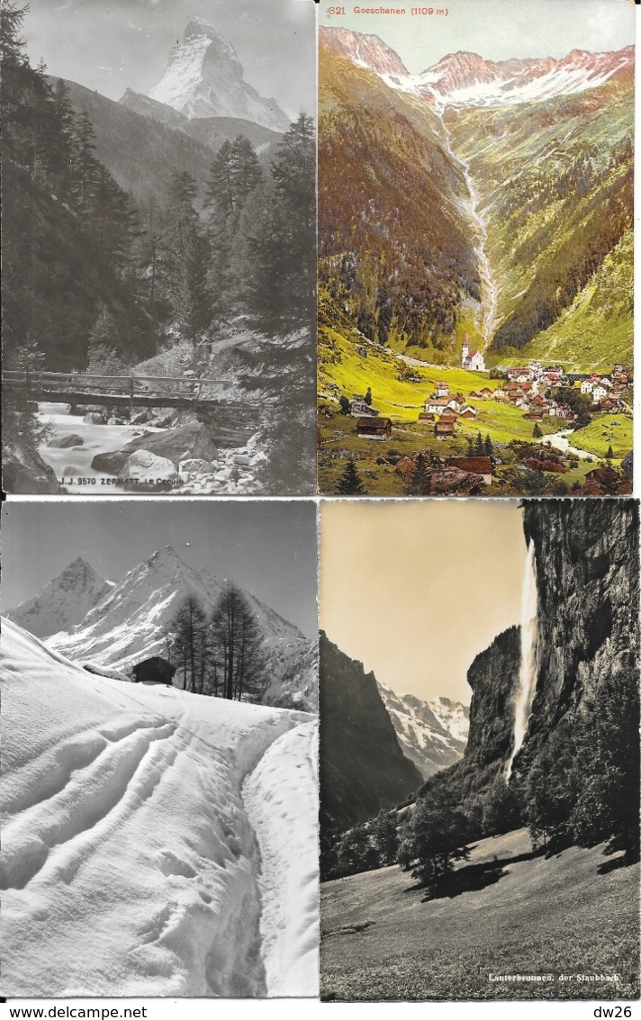 Lot n° 96 - 100 cartes de Suisse - Villes, villages, lacs, montagnes, stations, quelques animations