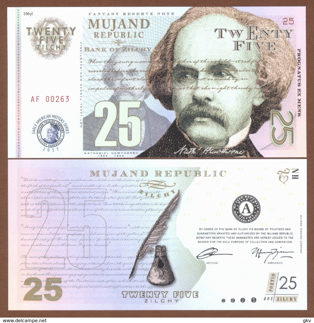 MUJAND REPUBLIC Set 9 Pcs 2013 UNC. Early American Writers - Andere & Zonder Classificatie