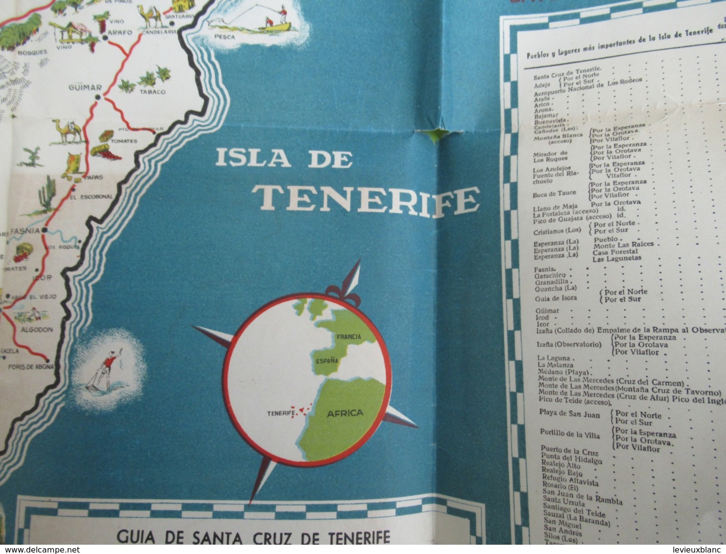 Carte Publicitaire/Gran Fabrica De Tabacos Y Cigarillos/La LUCHA/Isla De Tenerife/Manuel CANARIES/Vers 1940   PGC385 - Geographical Maps