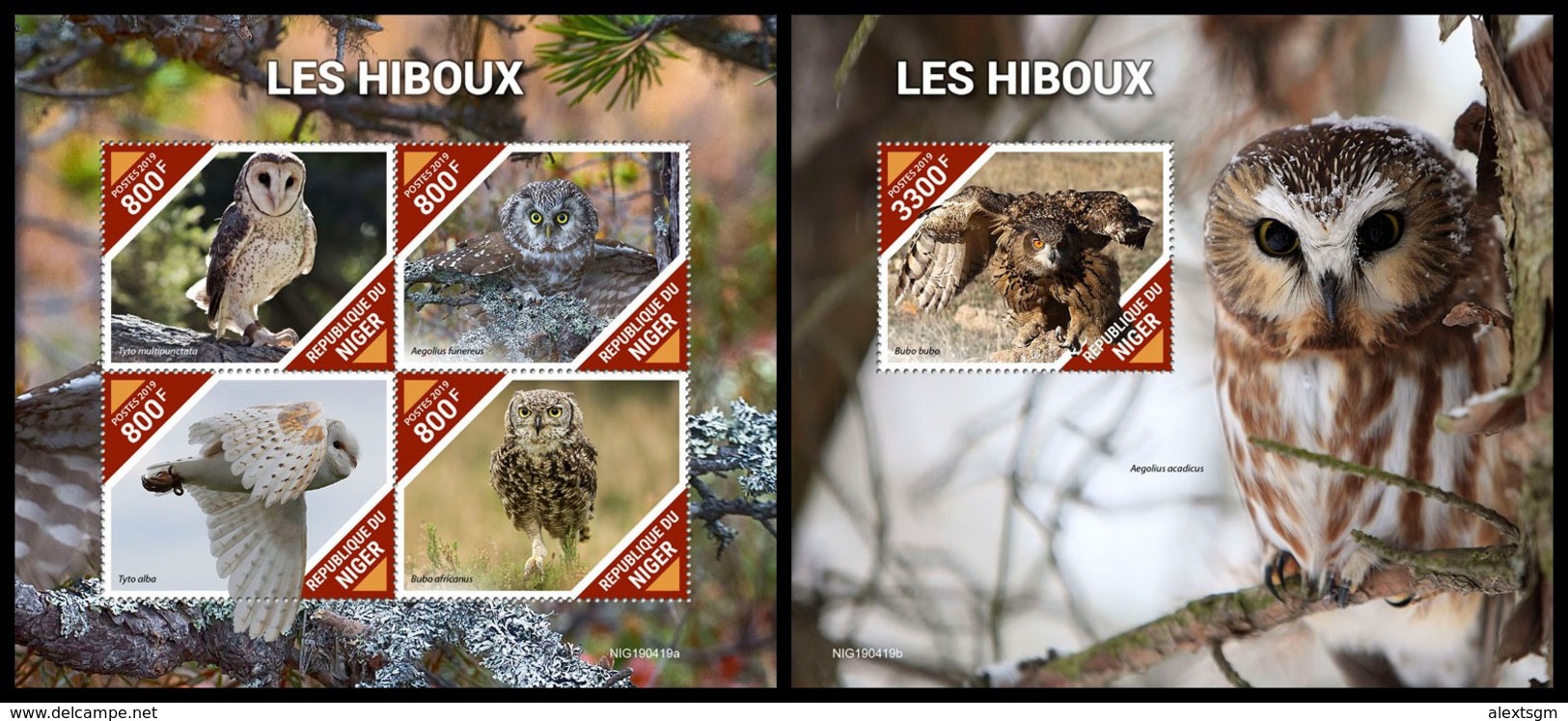 NIGER 2019 - Owls, M/S + S/S. Official Issue [NIG190419] - Otros & Sin Clasificación