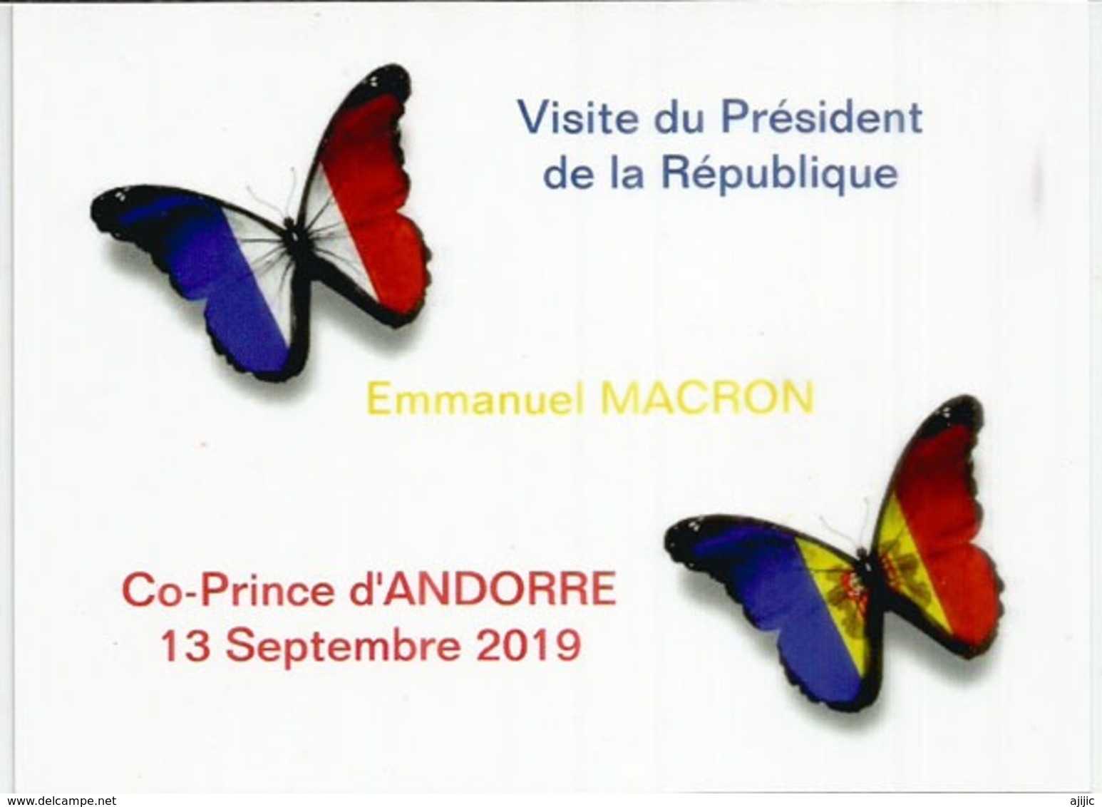 ANDORRA. Timbre Isabelle (papillon) Visite Du President Macron ,Co-Prince D'Andorre, Septembre 2019. Avec Cachet Andorre - Butterflies