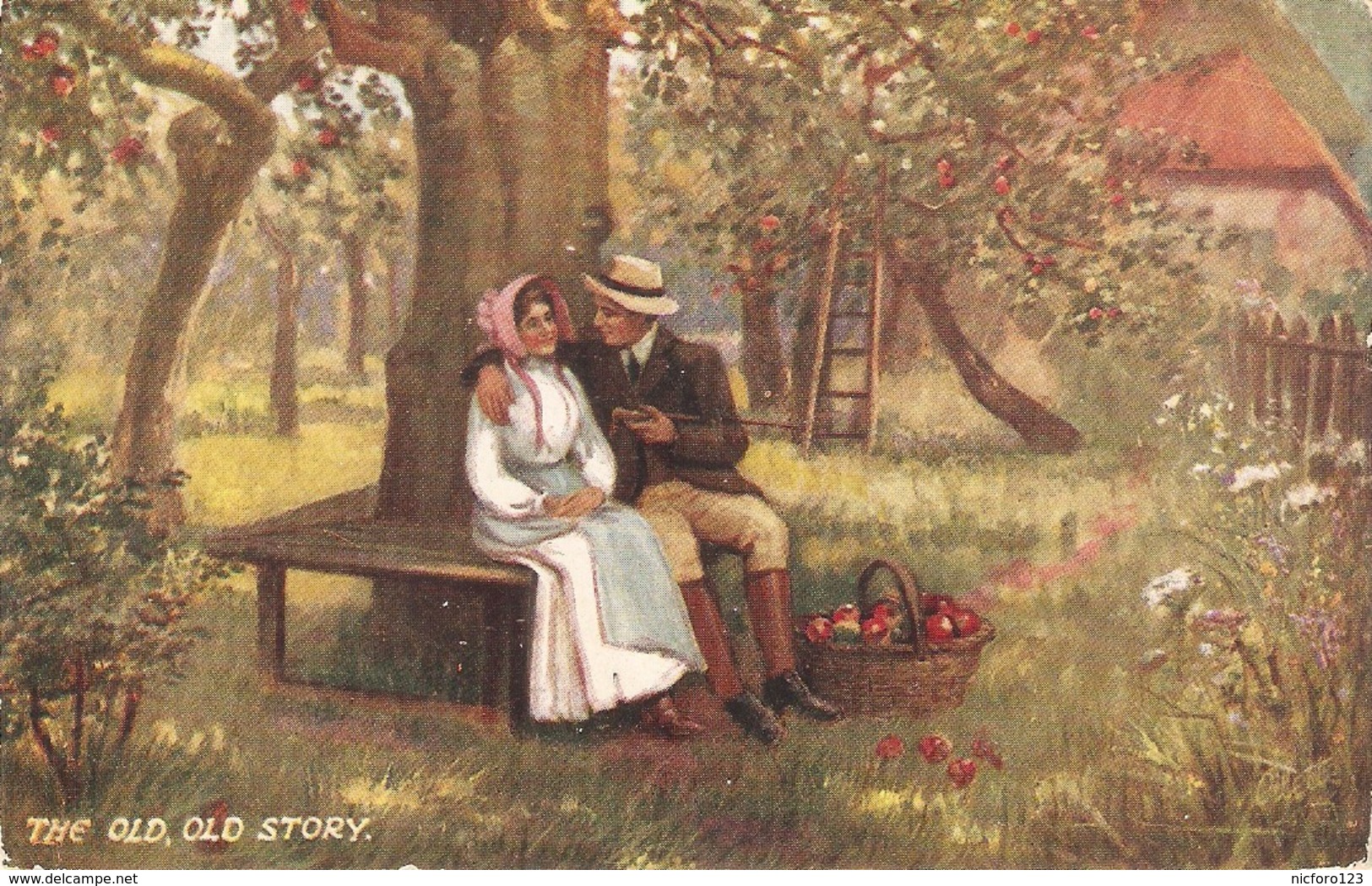 "Couple. The Old,old Story" Tuck Oilette Country Courthips  Ser. PC # 9944 - Tuck, Raphael