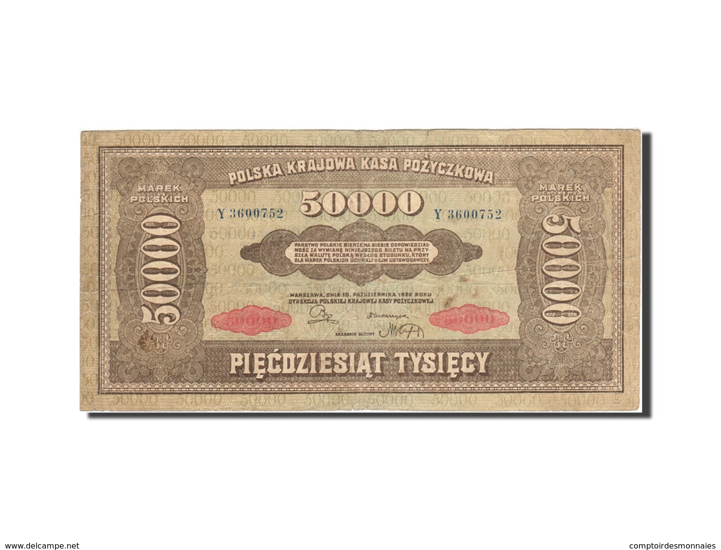 Billet, Pologne, 50,000 Marek, 1922-1923, 1922-10-10, KM:33, TB - Pologne