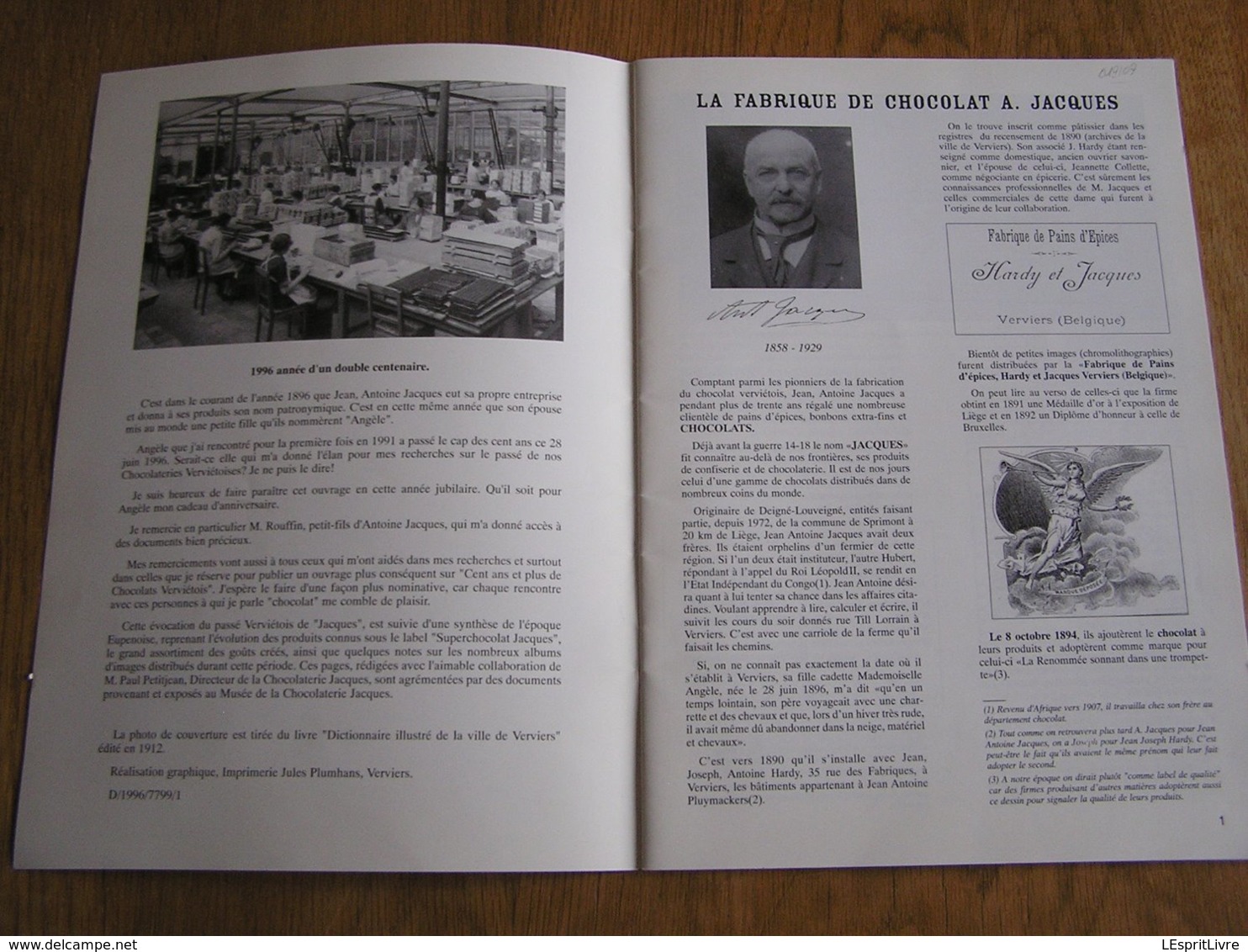 FABRIQUE DE CHOCOLAT A. JACQUES Régionalisme Verviers Eupen Industrie Pains D'Epices Bonbons Suisses Chocolaterie Chromo - België