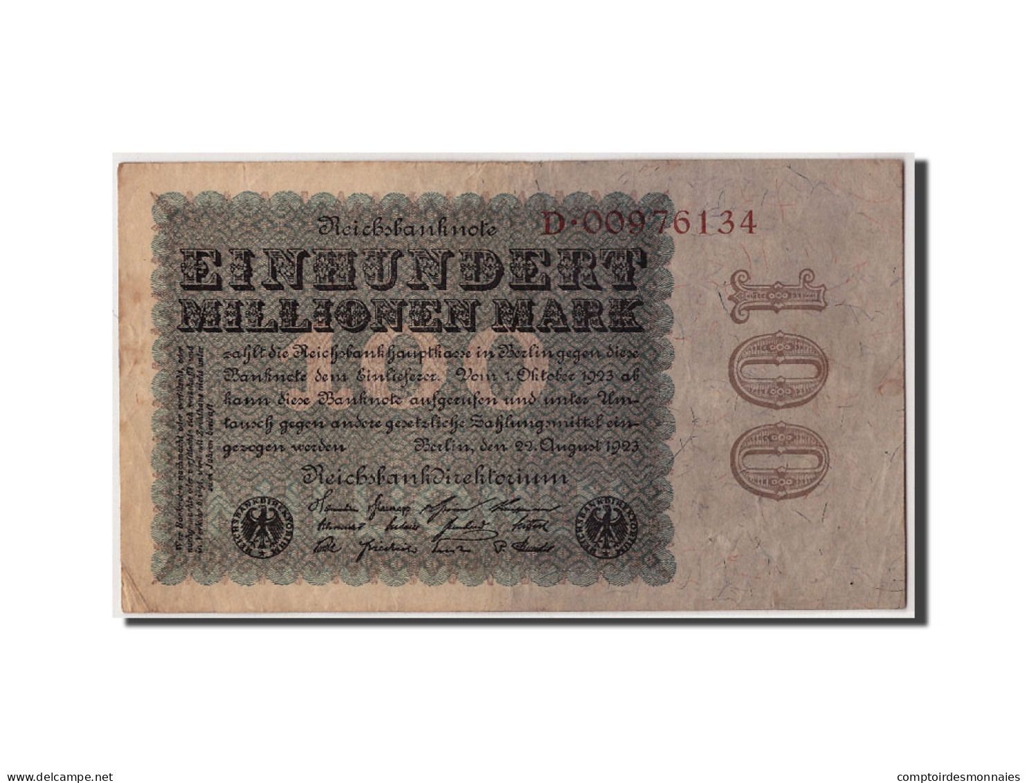 Billet, Allemagne, 100 Millionen Mark, 1923, 1923-08-22, KM:107a, TB - 100 Millionen Mark