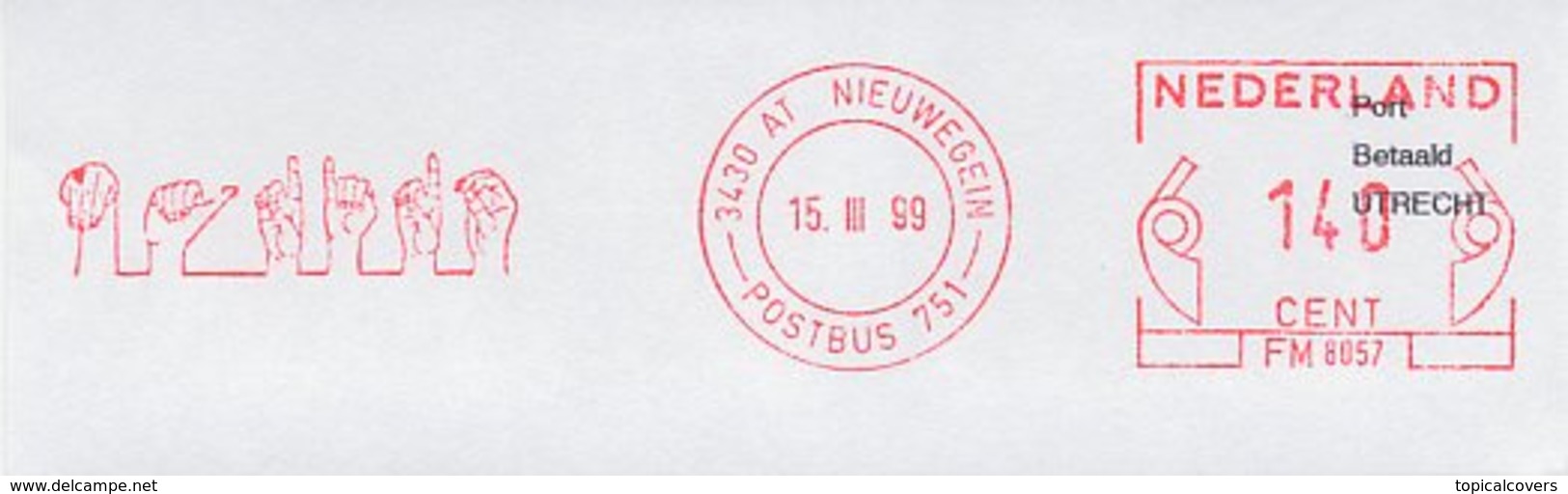 Meter Cut Netherlands 1999 Sign Language - Other & Unclassified