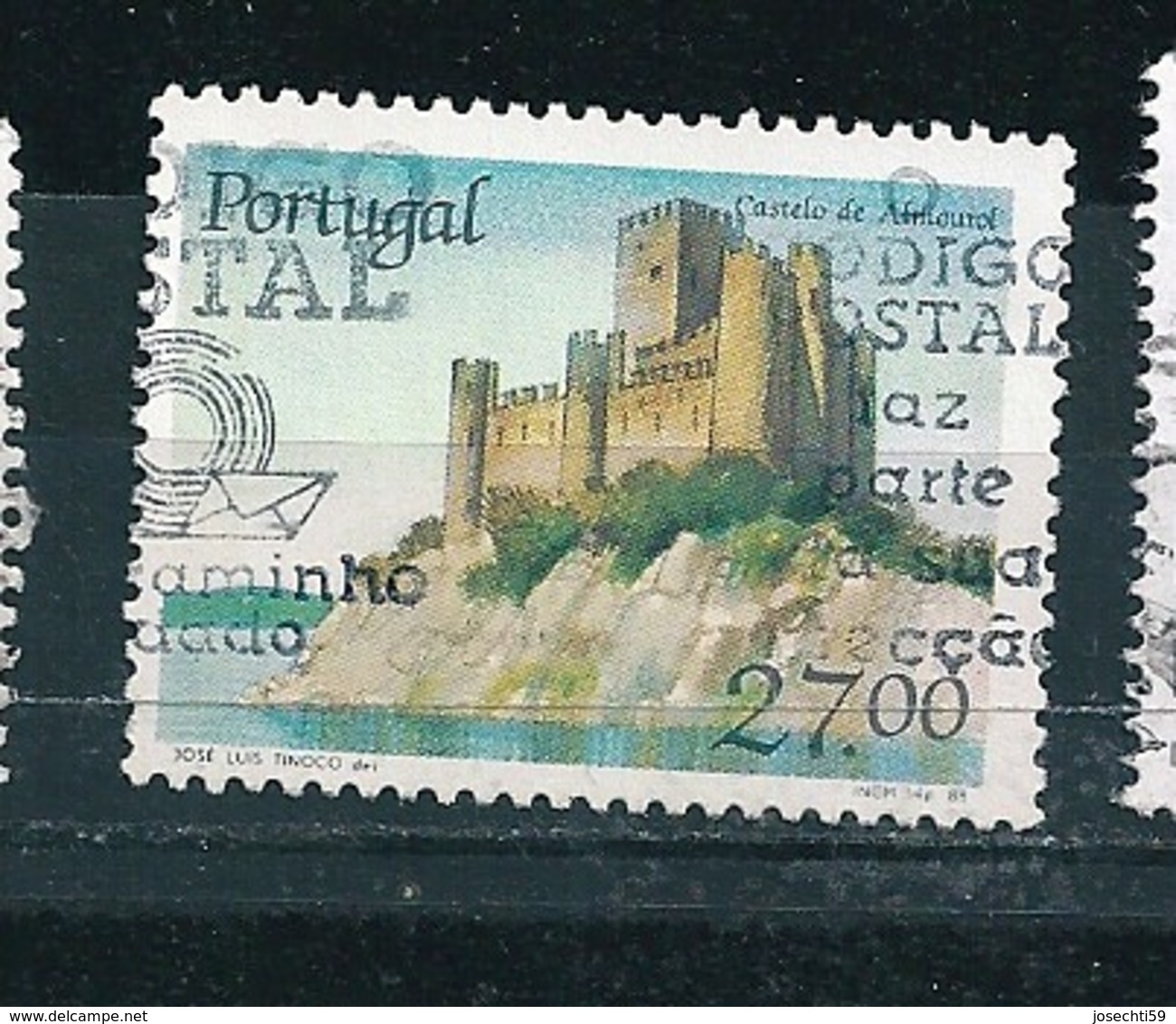 N° 1716 Châteaux Du Portugal. Almourol  Timbre Portugal  Oblitéré 1988 - Oblitérés