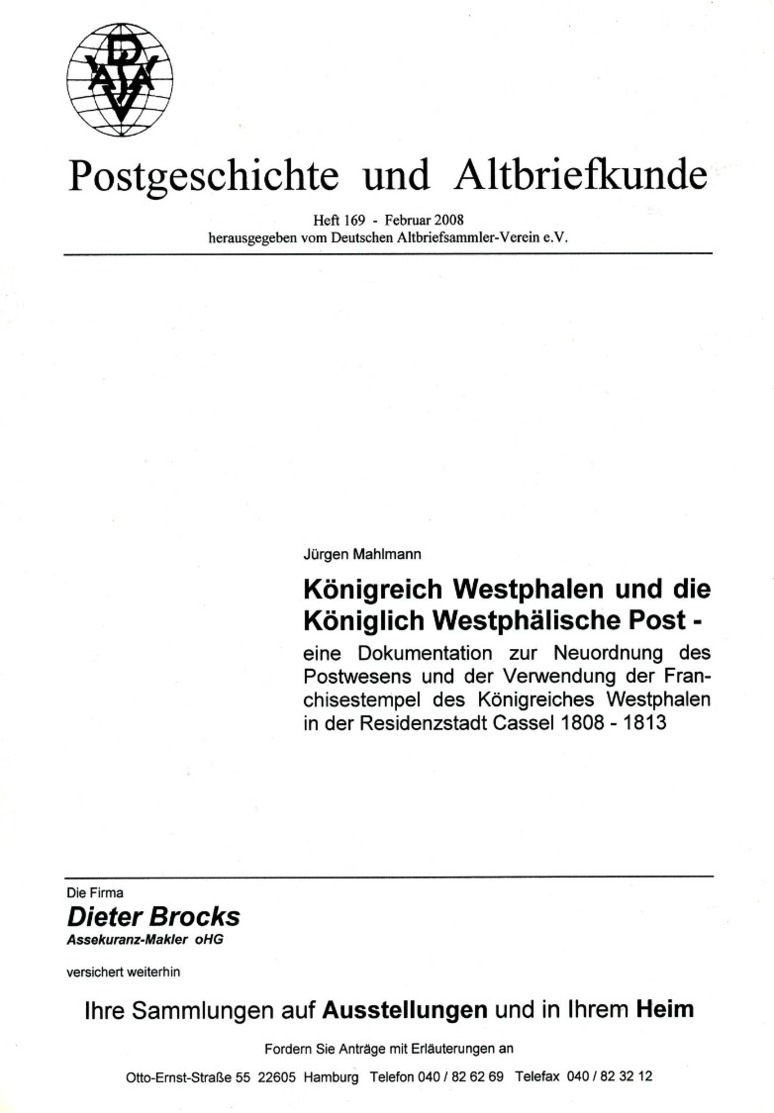 Königreich Westphalen Und Die Westphälische Post Von Jürgen Mahlmann (DASV) In PgA 169 Aus 2008 - Vorphilatelie