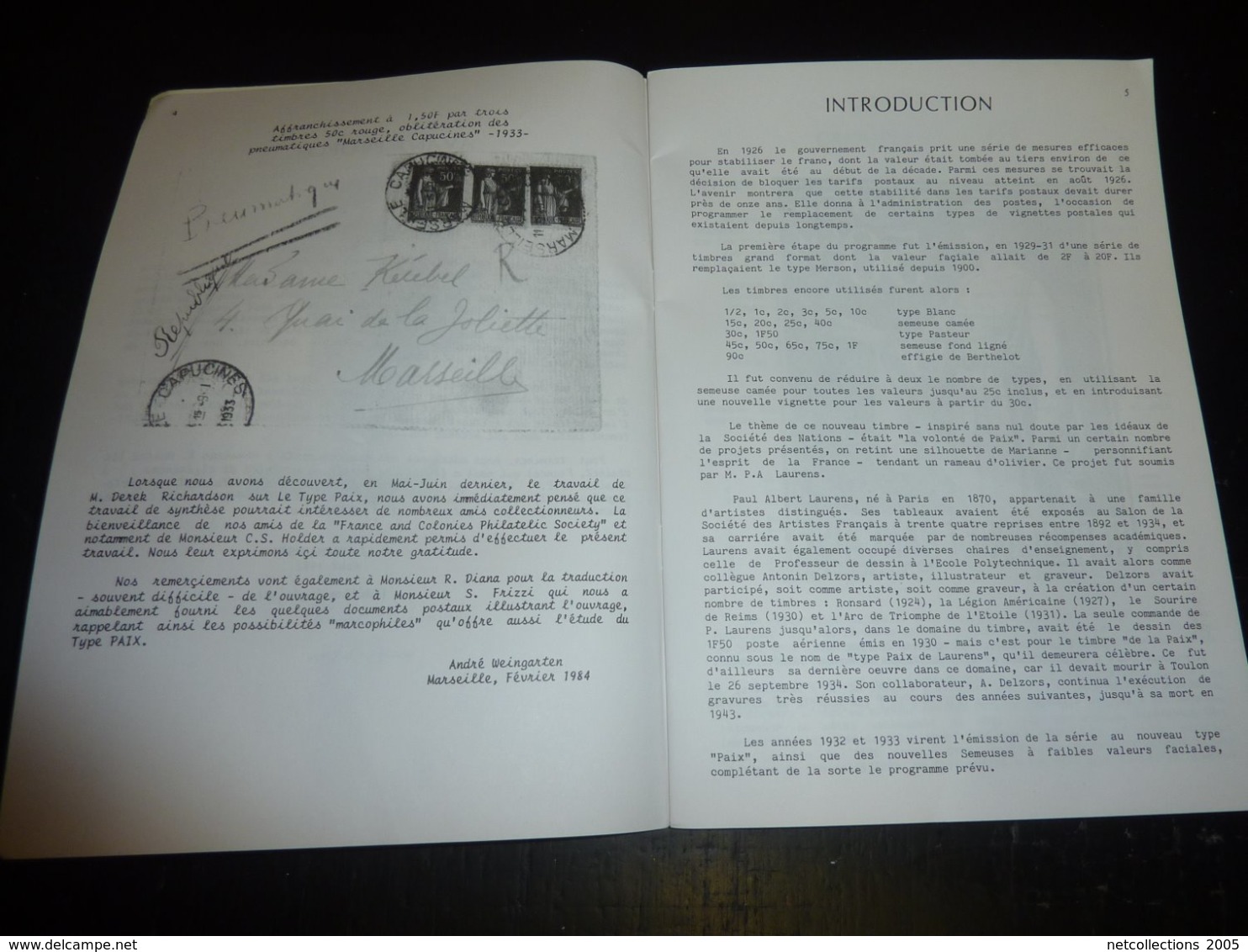 LE TYPE PAIX 1932-1941 ; De DEREK J.RICHARDSON - PHILATELIE STAMPS BOOK (C.B) - Thématiques