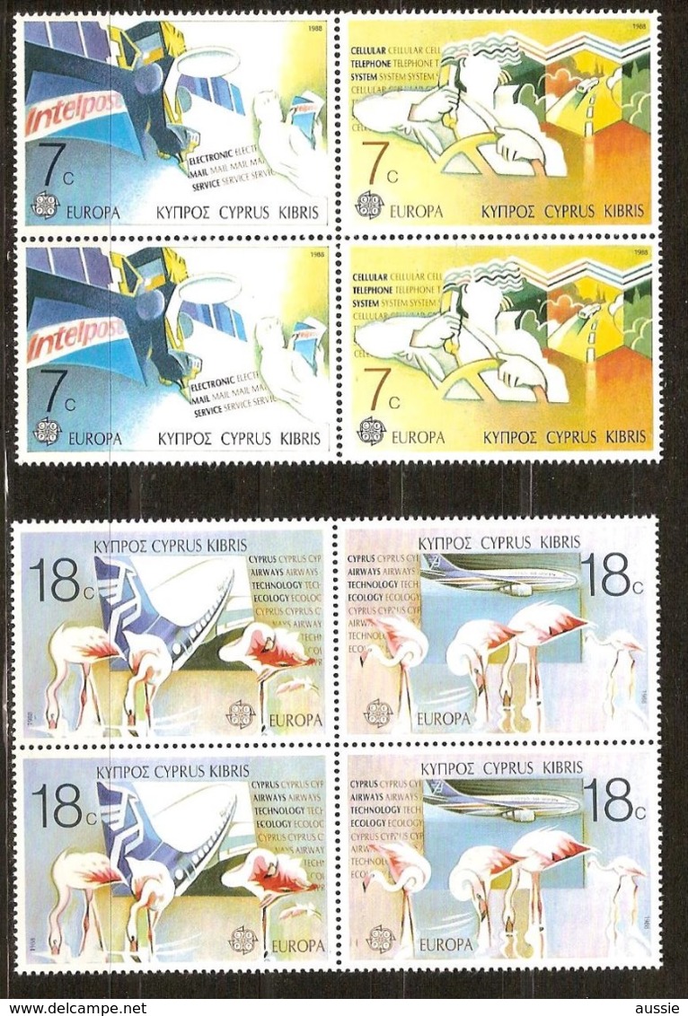 Chypre Cyprus Cept 1988 Yvertn° 691-94 *** MNH 2 Séries Cote 11,00 € - 1988