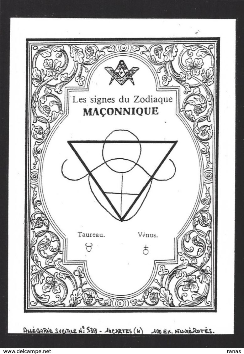 CPM Zodiaque Maçonnique Série De 14 Cartes Tirage Limité En 100 Ex. Numérotés Signés Horoscope - Philosophie & Pensées