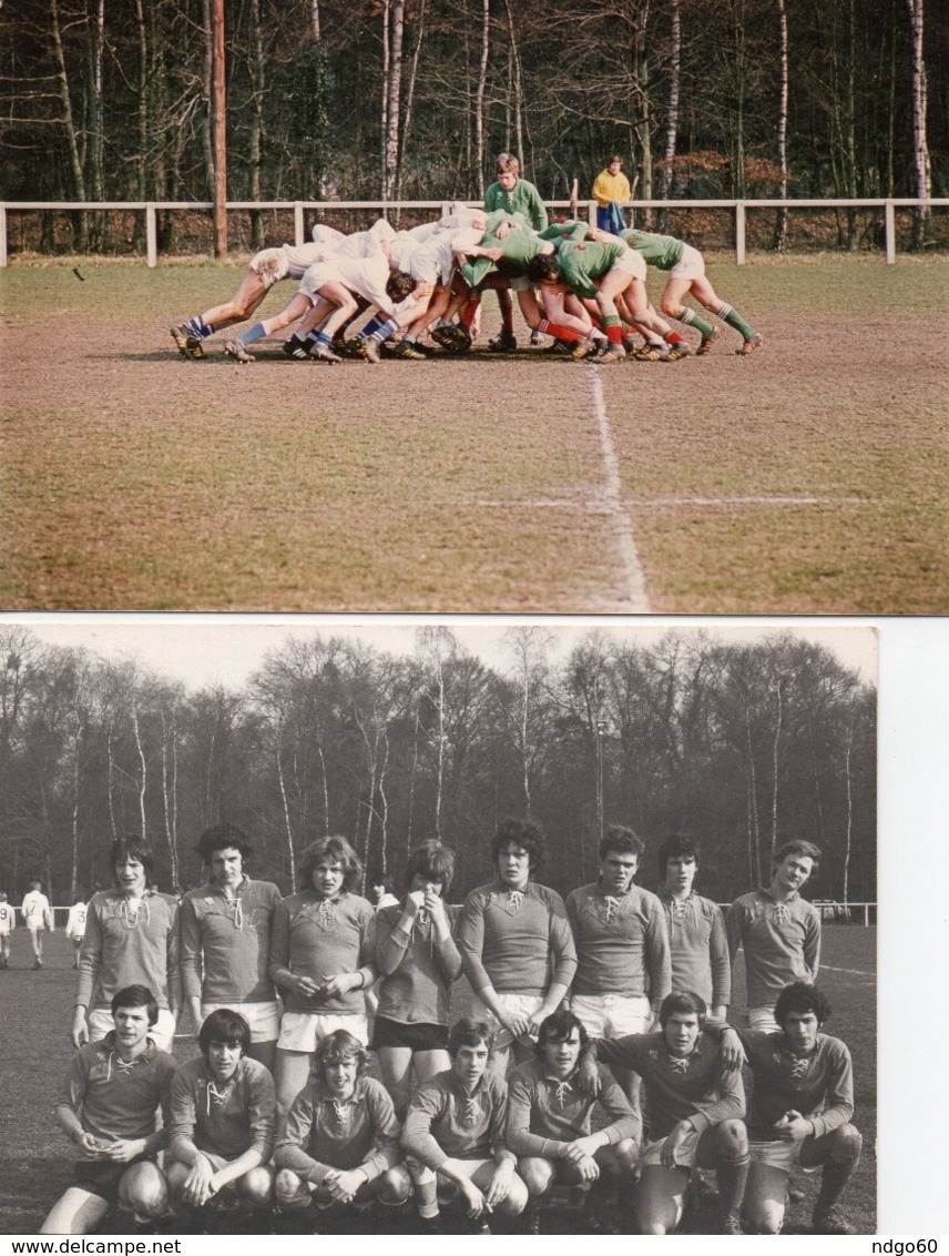 Rugby - 2 Photos D 'une équipe De Jeunes (minimes?) Les Mêmes En Mélée ( Sans Doute L ' US Chantilly ) - Sports