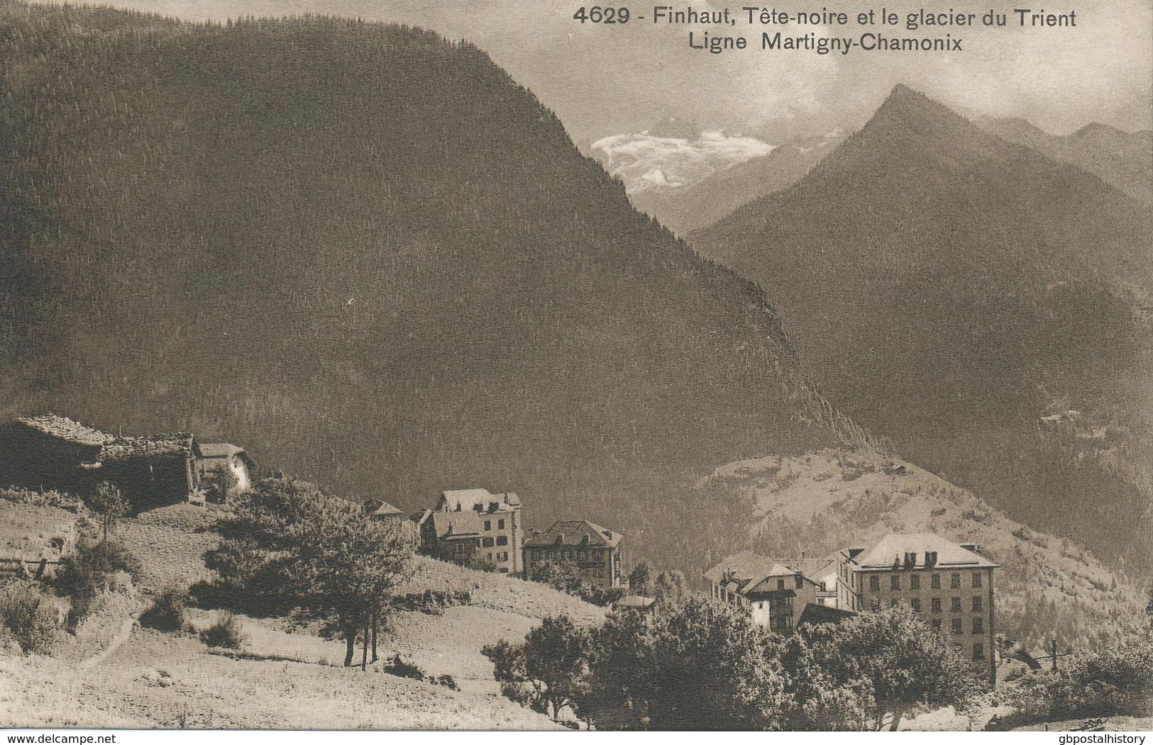 SCHWEIZ FINHAUT 1920 Ungebr S/w AK "Finhaut, Tête-noire Et Le Glacier Du Trient Ligne Martigny-Chamonix" (Editions Louis - Finhaut