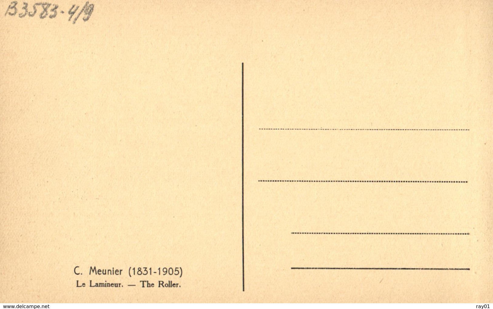 OBJETS D'ART - 9 Cartes de C. Meunier (voir descriptions)