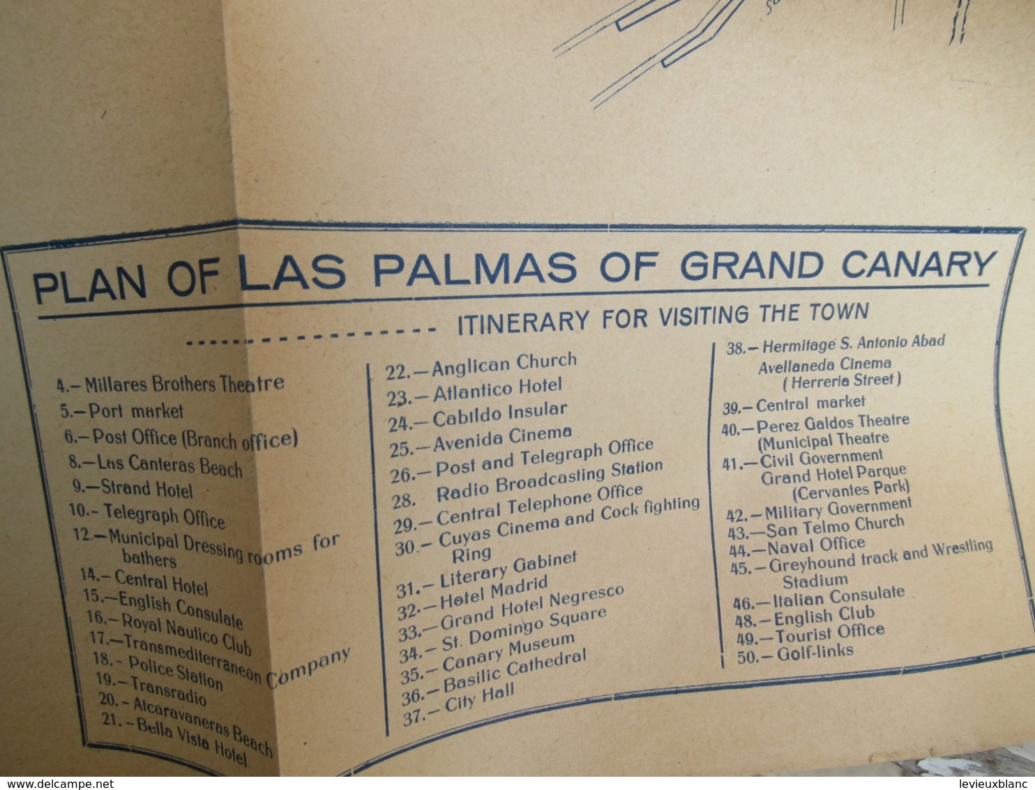 Dépliant Touristique Ancien/Plan Of Las Palmas Of Gran Canaria/Junta Provincial Del Turismo/vers 1930-50         PGC389 - Dépliants Touristiques