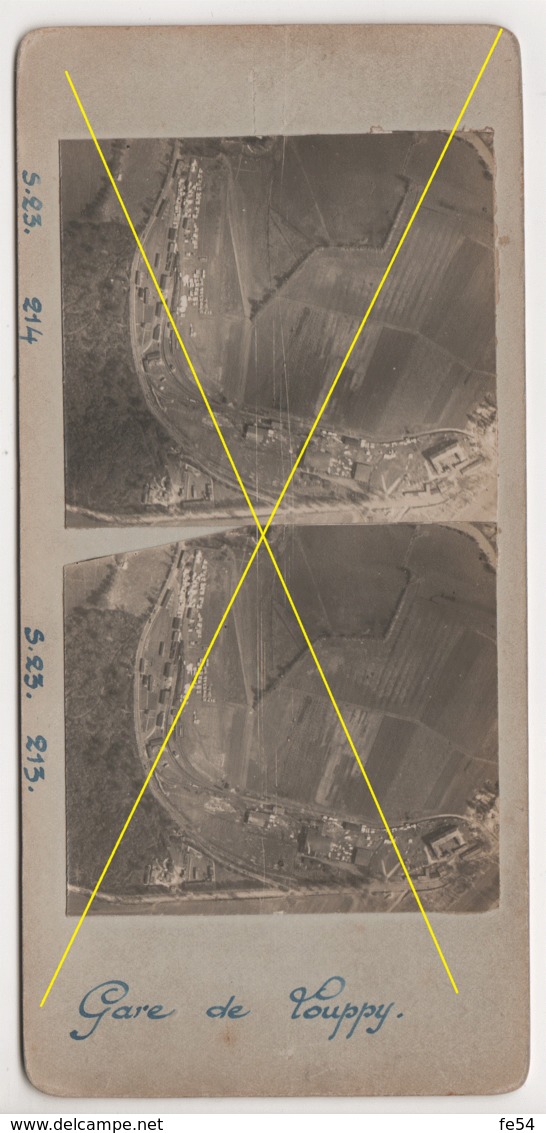 ° WW1 ° 55 ° LOUPPY SUR LOISON ° La Gare ° Vue Aérienne Stéréoscopique ° - Krieg, Militär