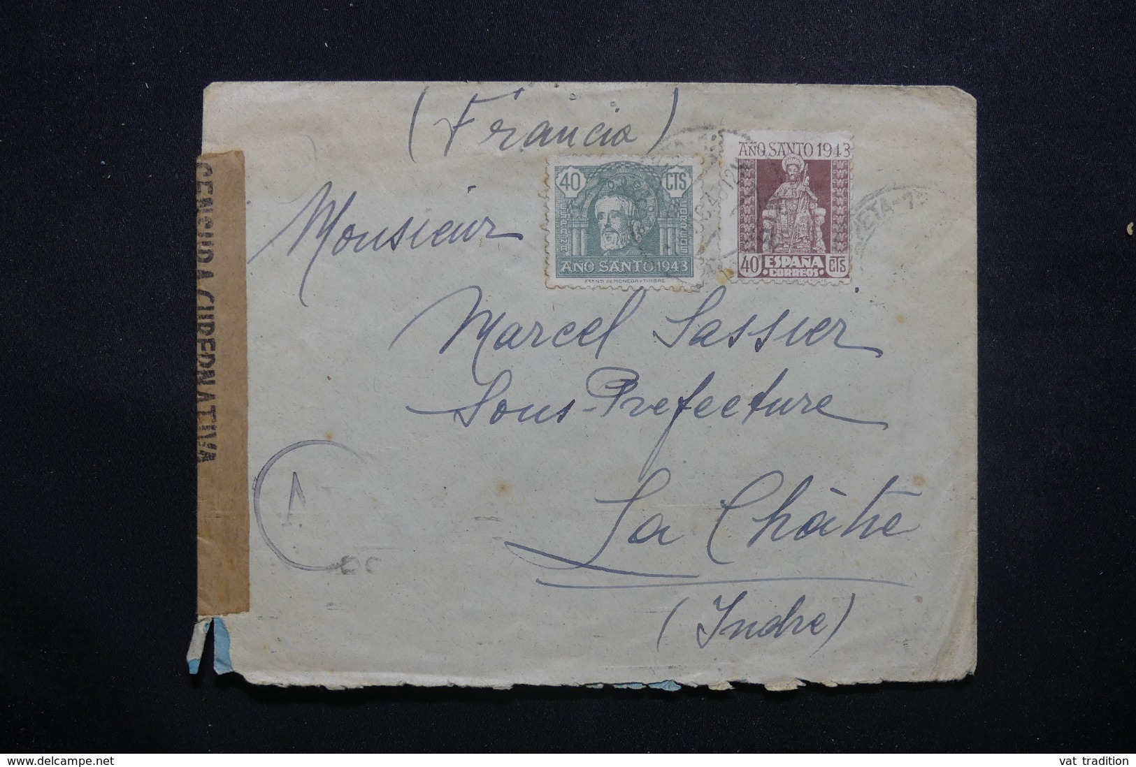 ESPAGNE - Censure De Madrid Sur Enveloppe Pour La France En 1943 - L 42846 - Marcas De Censura Nacional