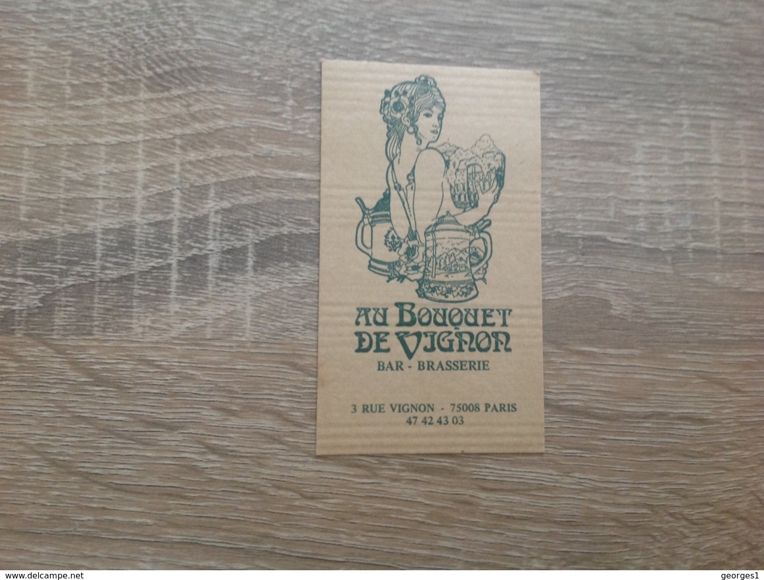 Carte De Visite De Bar Brasserie  Au Bouquet De Vignon  Paris - Cartoncini Da Visita