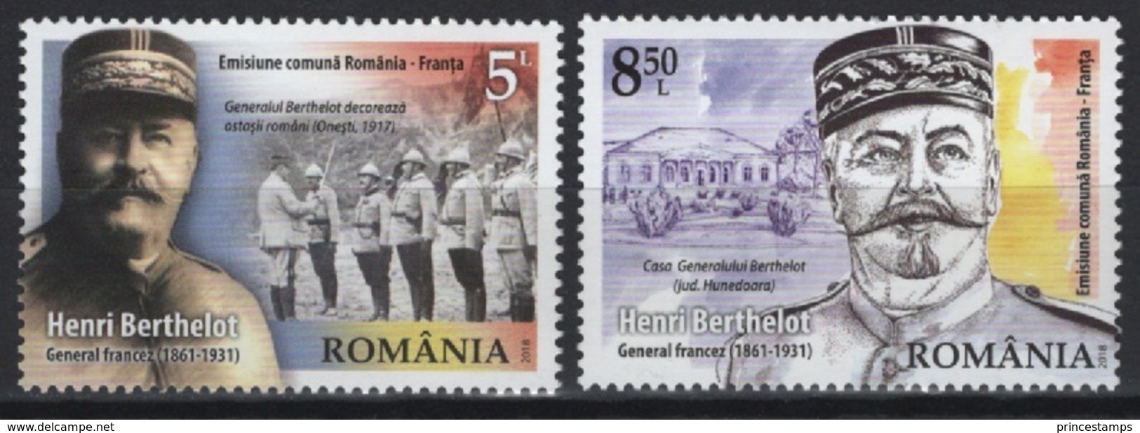 Romania (2018)  - Set -   /  Joint Issue With France - Henri Berthelot - Gemeinschaftsausgaben