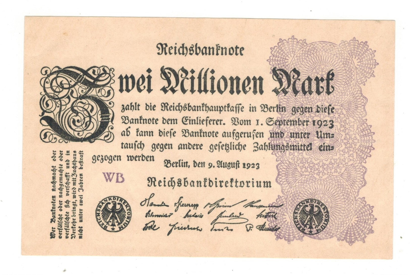Germany 2 Million Mk. 1923. AUNC/UNC. - 2 Millionen Mark