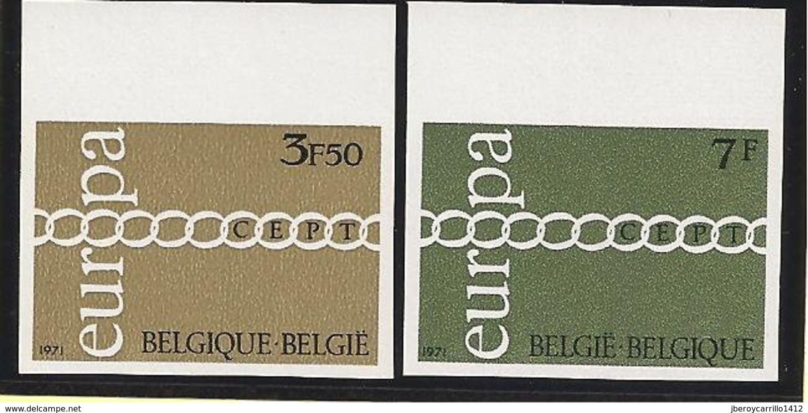 BÉLGICA // BELGIUM // BELGIQUE// BELGIE -  EUROPA 1971  - SERIE  2 V.- COMPLETA - SIN DENTAR  LUJO (IMPERFORATED) - 1971