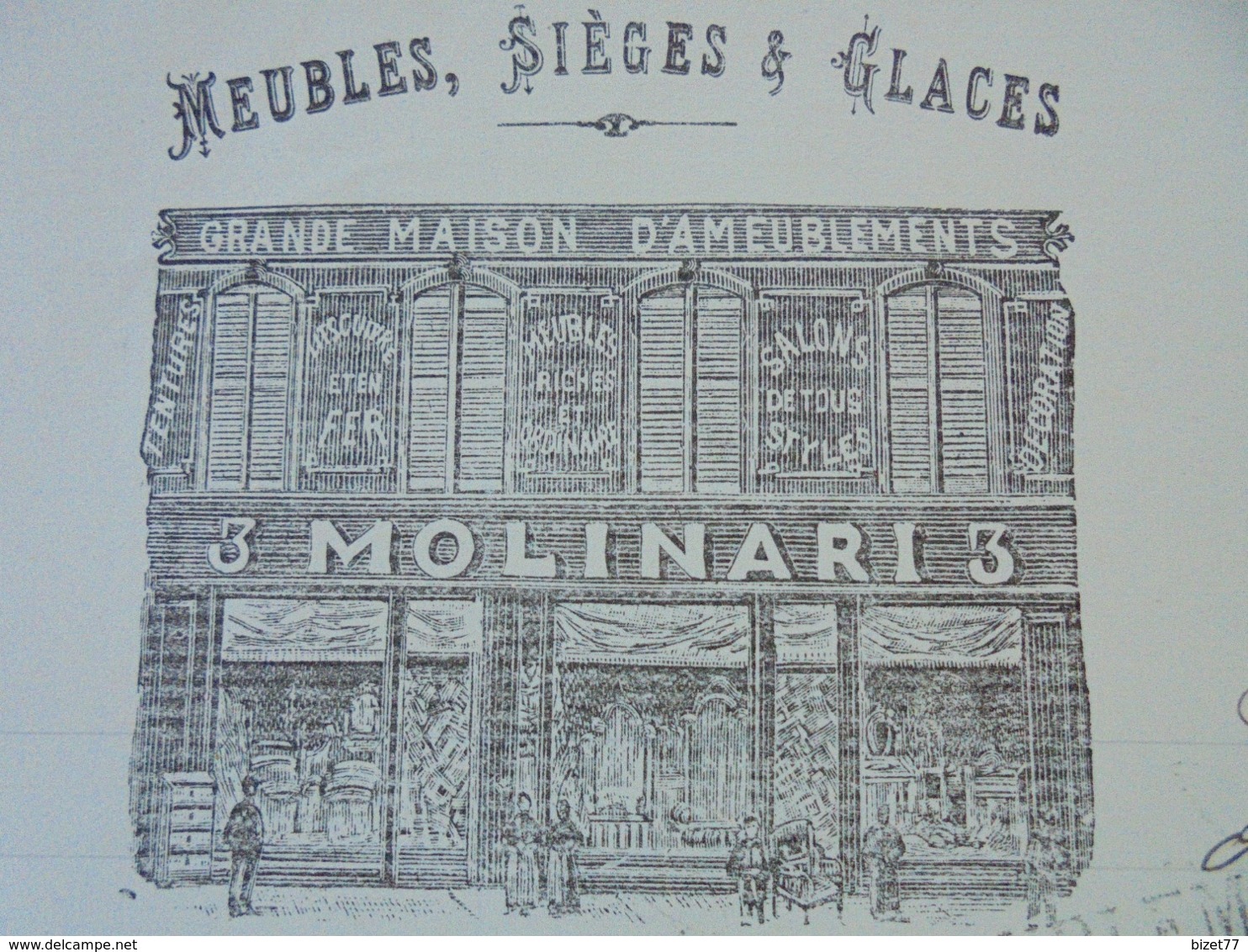 FACTURE - TOULON , VAR, 1912 - MEUBLES, SIEGES ET GLACES : F. MOLINARI - DECO - Altri & Non Classificati