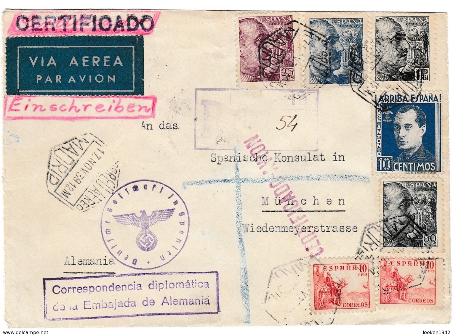 ESPAÑA 1939  Carta Desde MADRID Hasta MUNCHEN  Corresp. Diplomatica  ELA139 - Cartas & Documentos