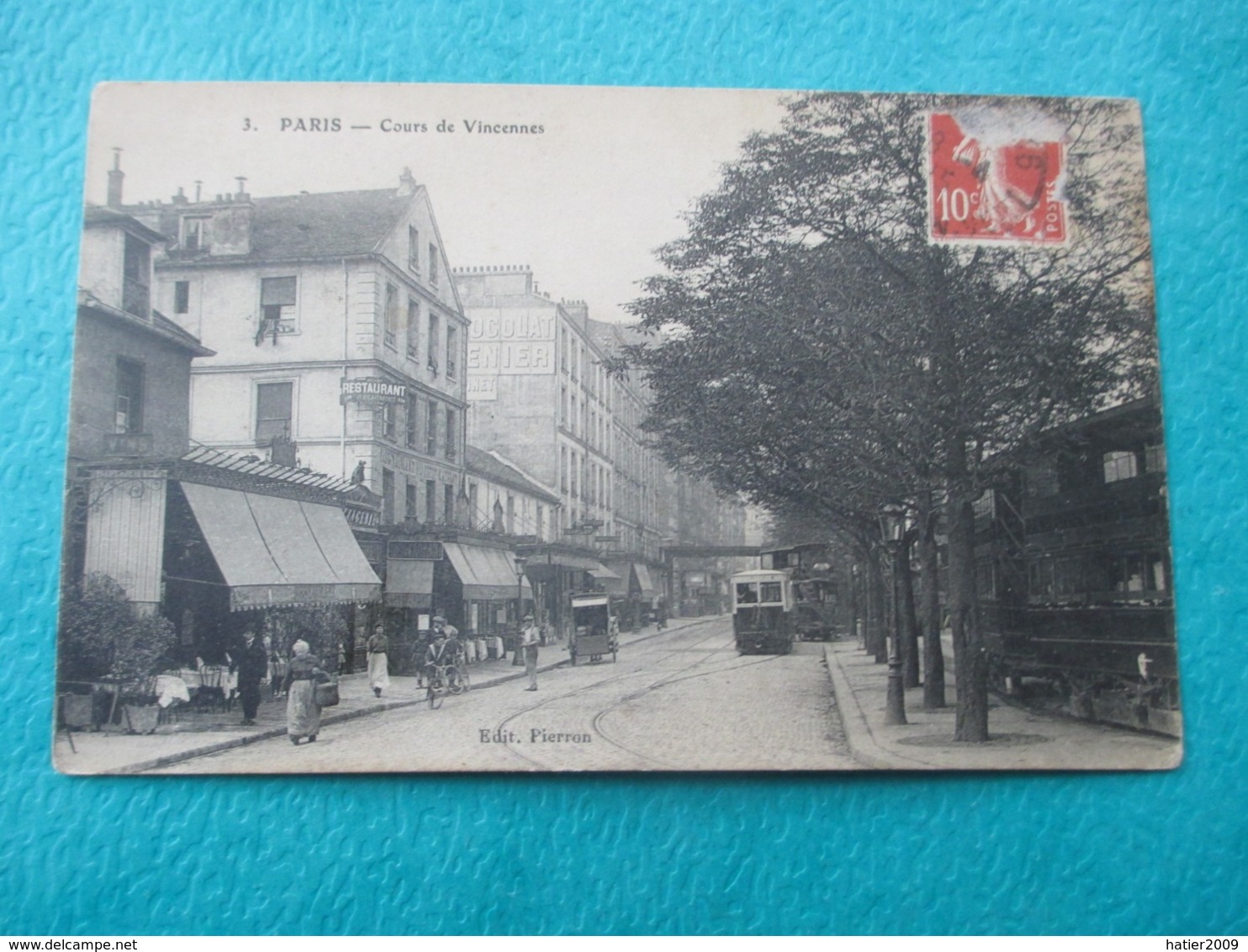 PARIS - Cours De Vincennes - Animation Devanture Café Restaurant Et Passage Du Tramway - Voyagée En 1915 - Distretto: 12