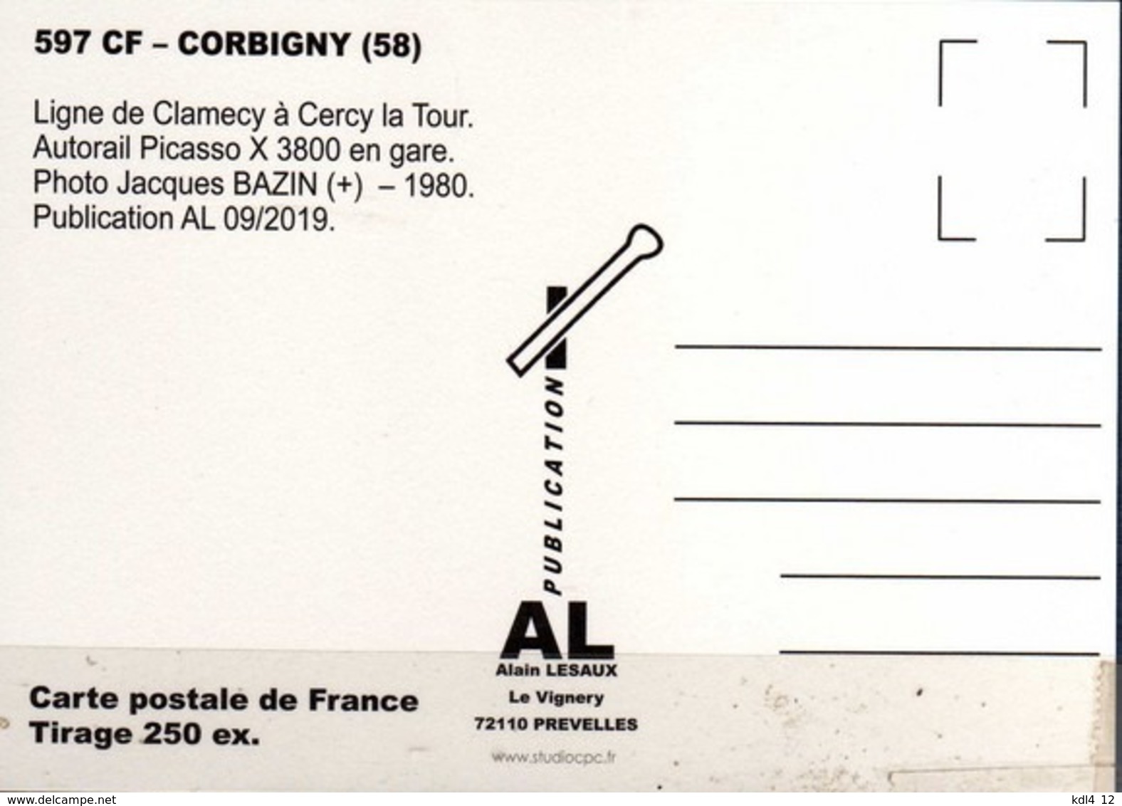 AL 597 - Autorail Picasso X 3800 - Gare De CORBIGNY - Nièvre - CFTA - Estaciones Con Trenes