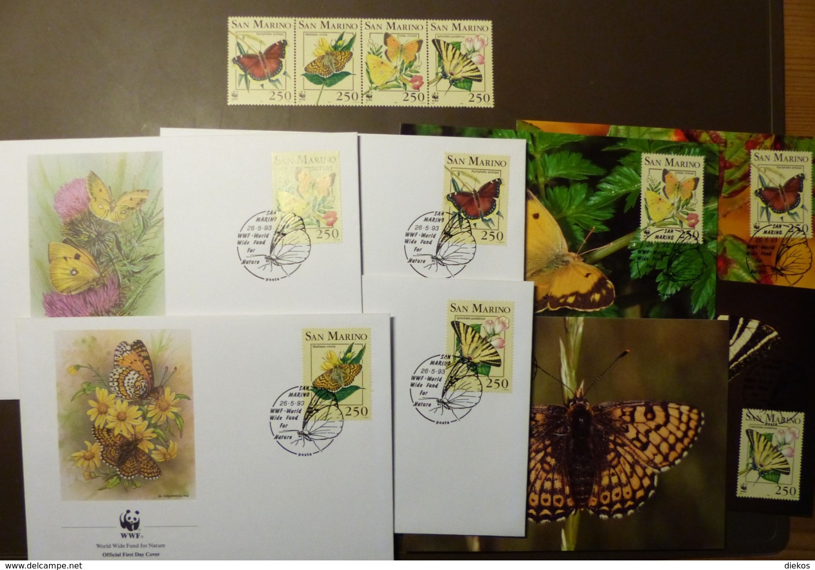 WWF - Premier Jour - San Marino - Papillon  Schmetterlinge Mi: 1535 -38  Maxi Card FDC MNH ** #cover 4921 - Collections, Lots & Séries