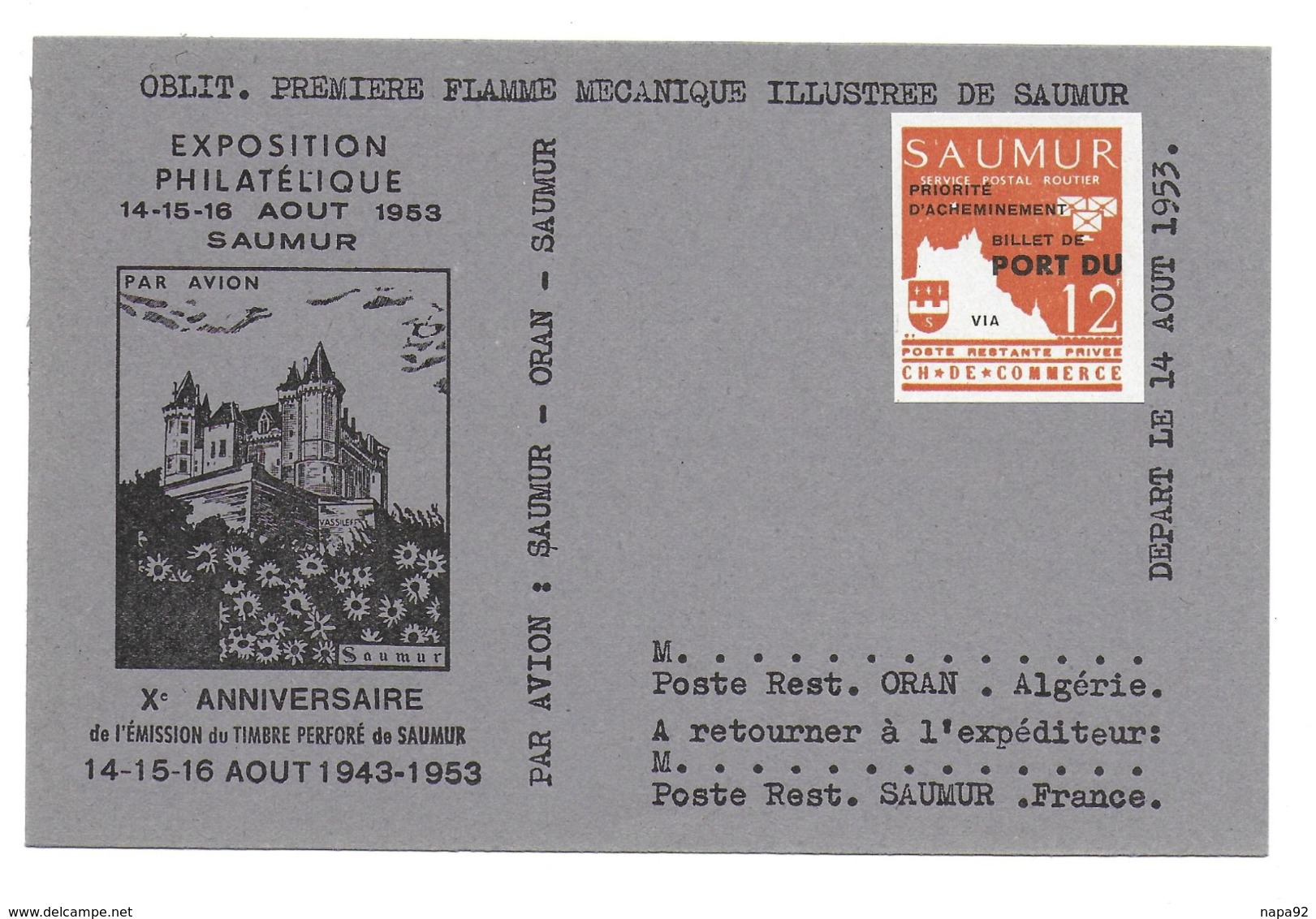 FRANCE - GREVE DE SAUMUR - TIMBRE SUR CARTE COMMEMORATIVE - Sonstige & Ohne Zuordnung