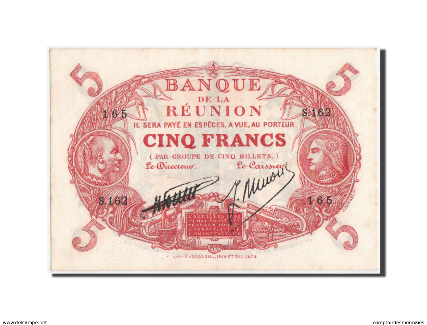 Billet, Réunion, 5 Francs, 1938, KM:14, SUP - Reunión