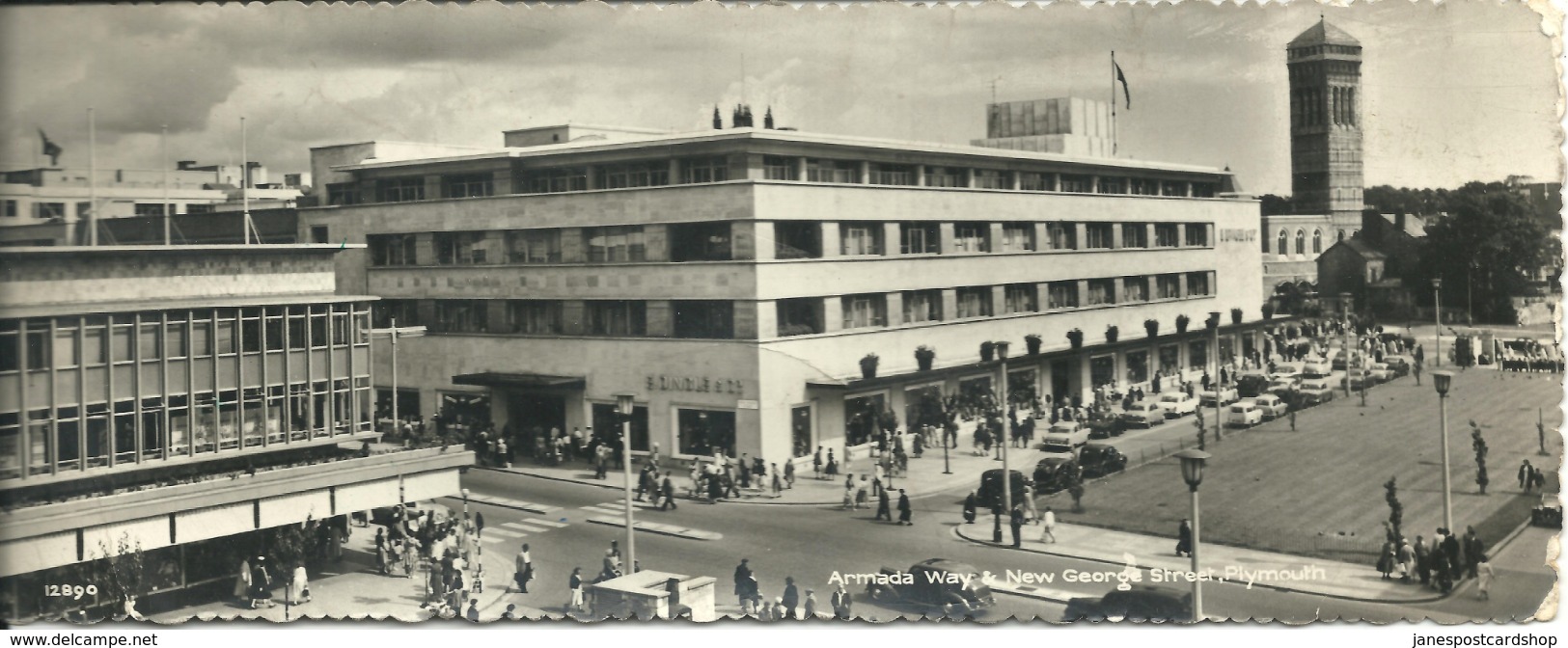 REAL PHOTOGRAPH POSTCARD - ARMADA WAY & NEW GEORGE ST. PLYMOUTH 1959 - WITH CHARGE MARK - Plymouth