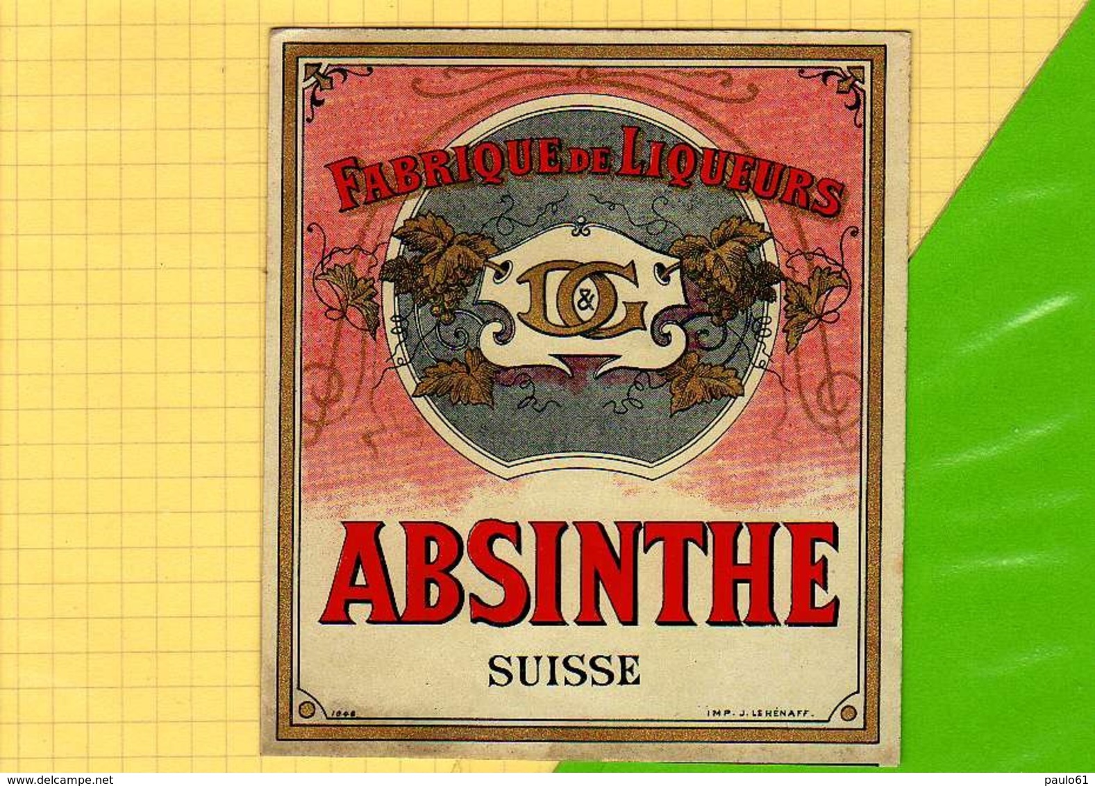 Etiquette Ancienne ABSINTHE Suisse  Chromos - Other & Unclassified