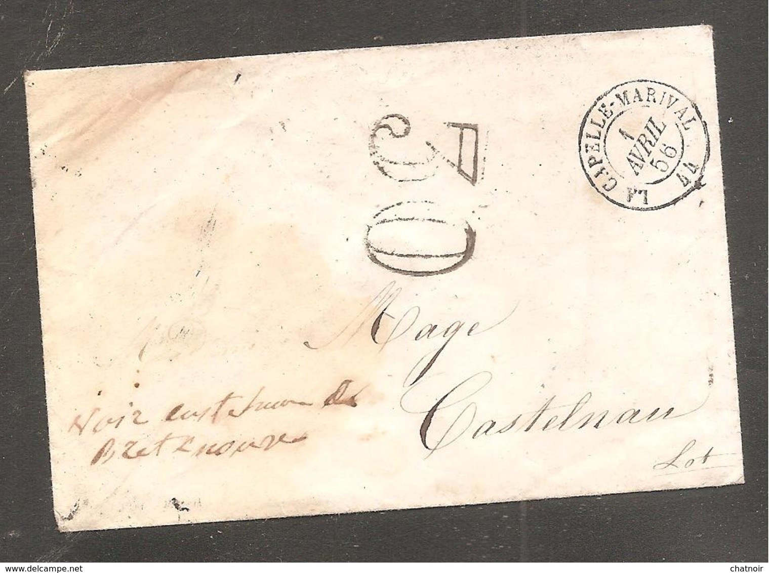 Lettre De  LA CAPELLE MARIVAL    LOT   + Taxe Tampon 30 Au Dos  Inconnu... - 1859-1959 Briefe & Dokumente