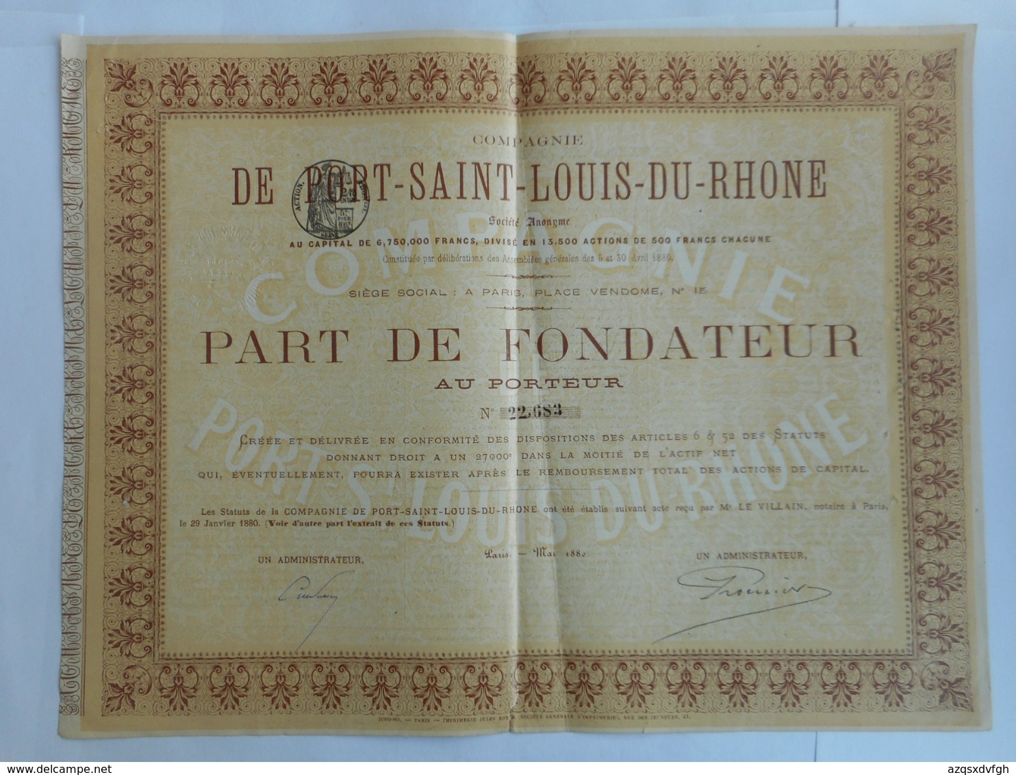 PORT SAINT LOUIS Du RHONE 1880          Place Vendome PARIS - Autres & Non Classés