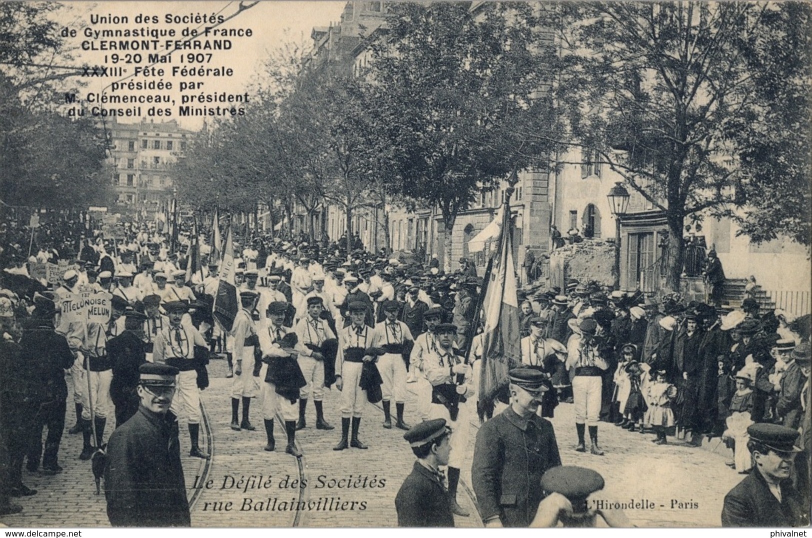 1912 FRANCIA - CLERMONT FERRAND, T.P. SIN CIRCULAR ,  GYMNASTIQUE , GIMNASIA , LE DÉFILÉ DES SOCIÉTÉS - Gymnastiek