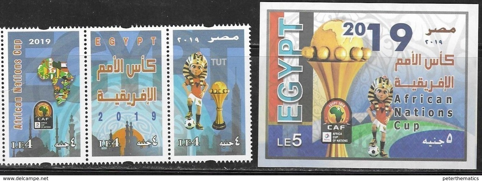 EGYPT, 2019, MNH, FOOTBALL, SOCCER,  AFRICAN NATIONS CUP, 3v+S/SHEET - Africa Cup Of Nations