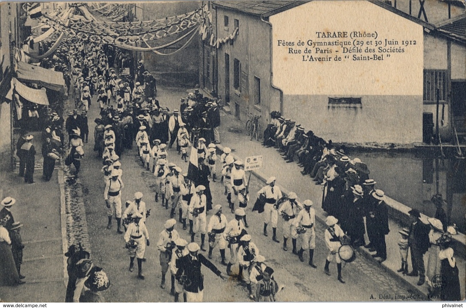 1912 FRANCIA - TARARE , T.P. SIN CIRCULAR ,  FÉTES DE GYMNASTIQUE , GIMNASIA , DÉFILE DES SOCIÉTÉS - Gymnastics