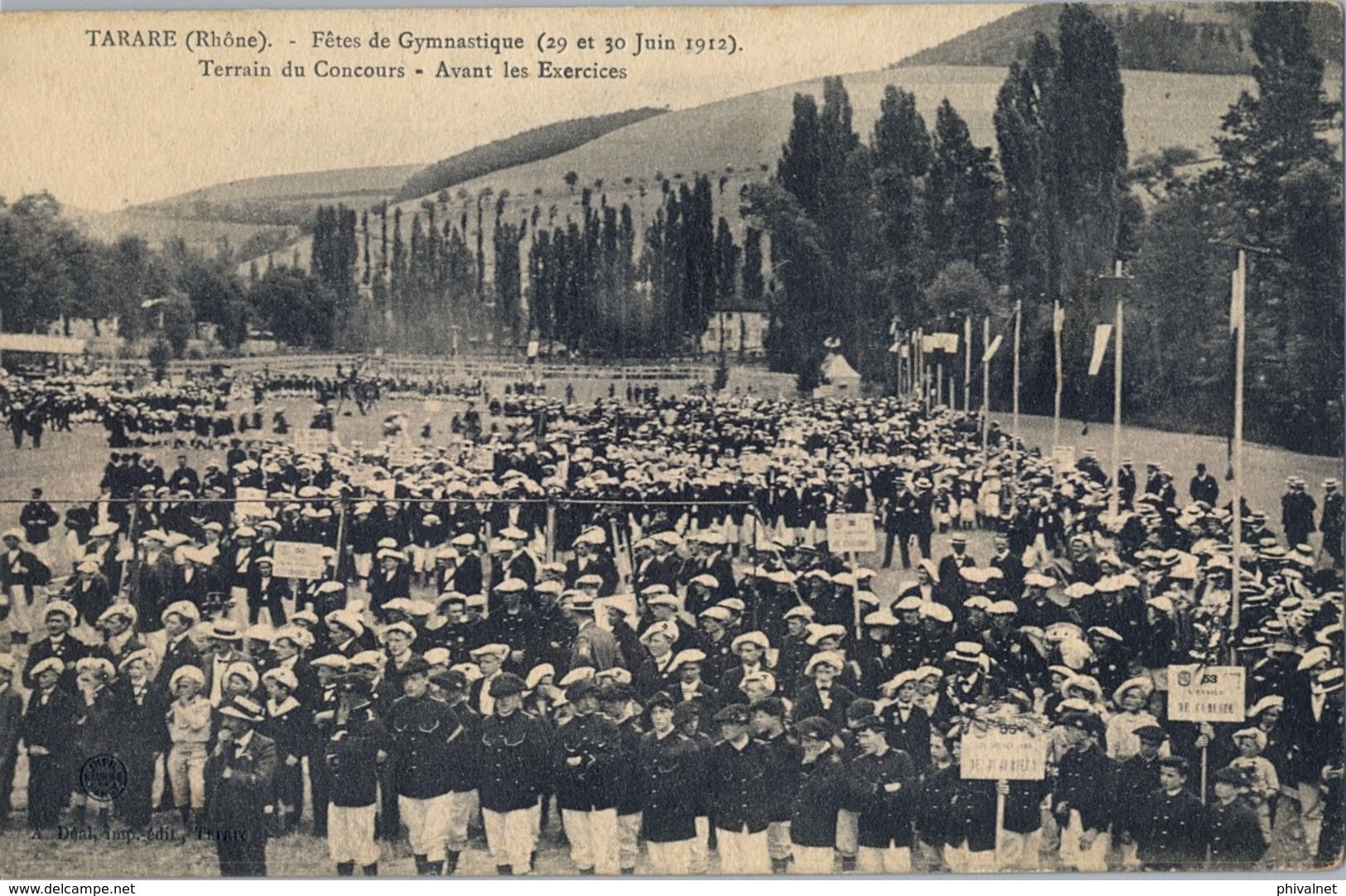 1912 FRANCIA - TARARE , T.P. SIN CIRCULAR ,  FÉTES DE GYMNASTIQUE , GIMNASIA , TERRAIN DU CONCOURS - Gymnastiek